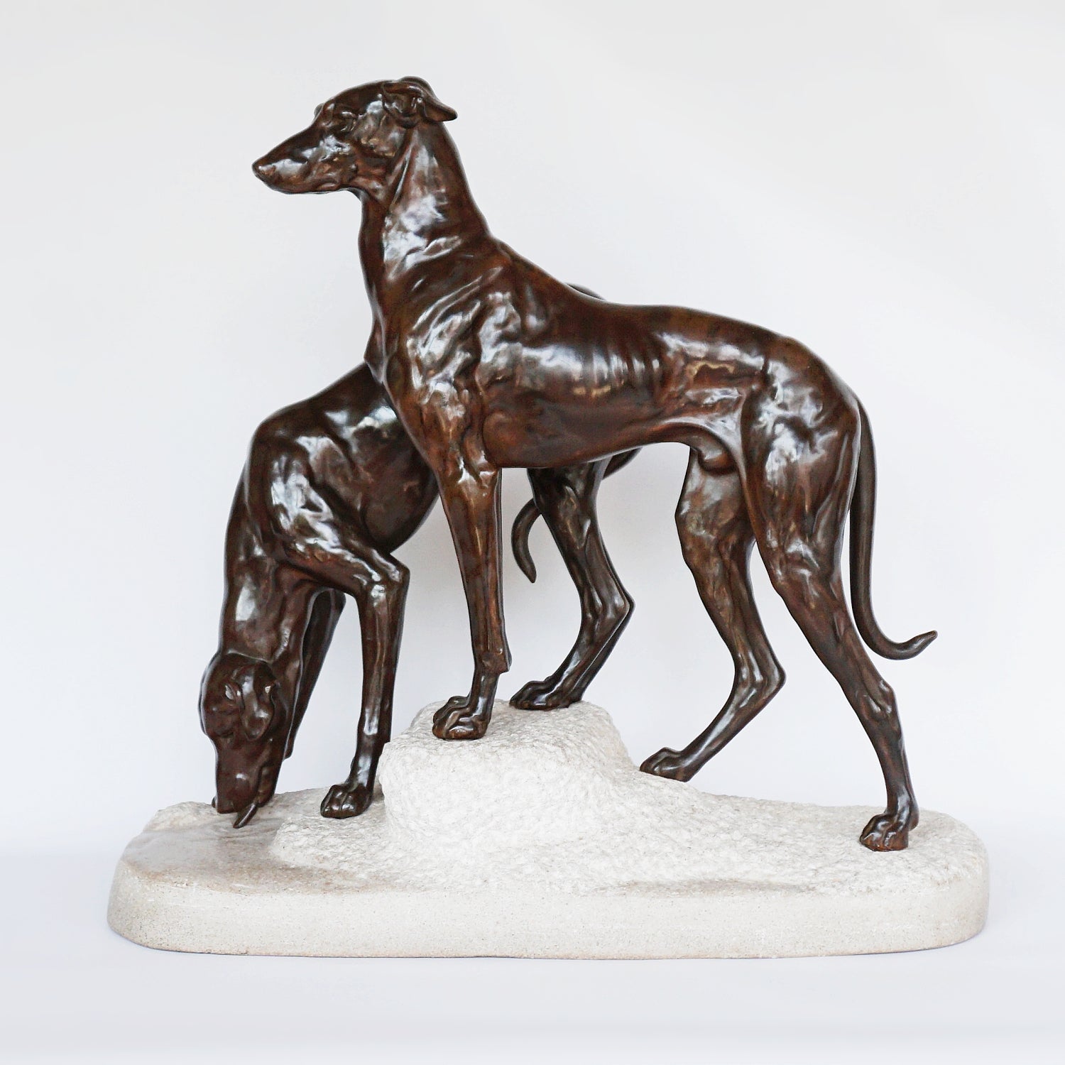 Jules-Edmund Masson French Art Deco Bronze Sculpture of two Greyhounds Jeroen Markies Art Deco