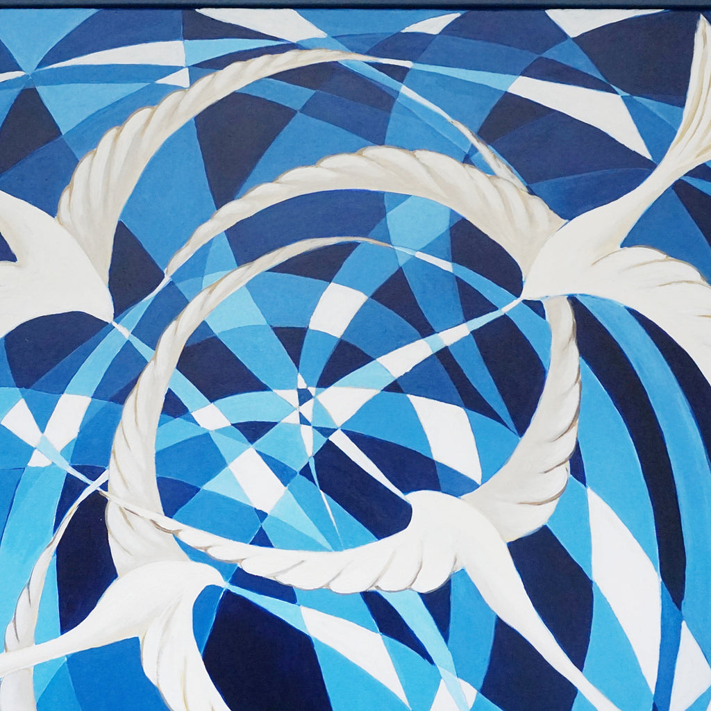 An Abstract Art Deco Style Painting by Vera Jefferson Oil on Canvas ' Swirling Swallows' - Jeroen Markies Art Deco