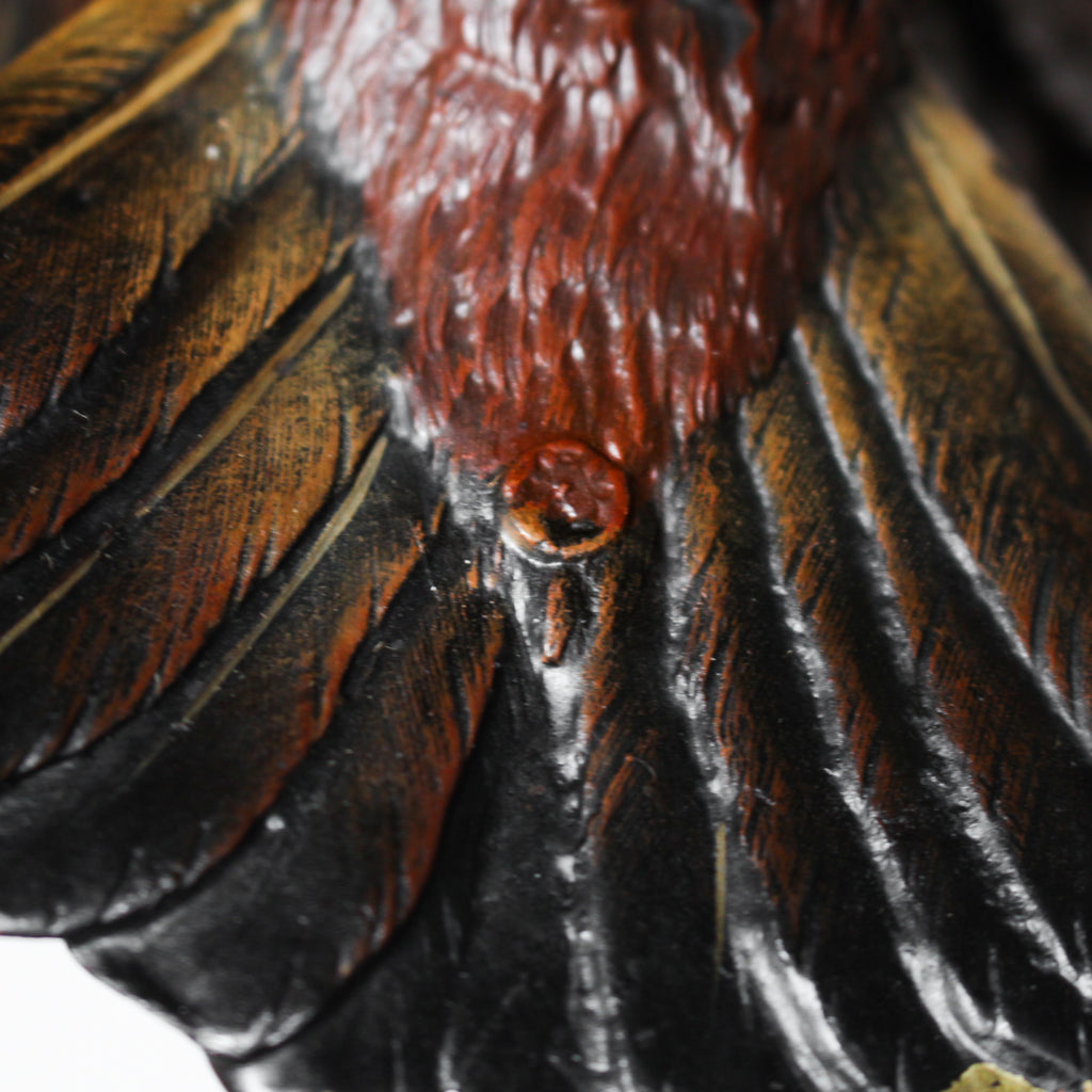 A bronze study of an eagle about to take flight with its wings outspread on the edge of a naturalistic rocky outcrop with excellent colour and fine hand finished detail. Signed with the Bergman ‘B’ to underside of tail at Jeroen Markies.