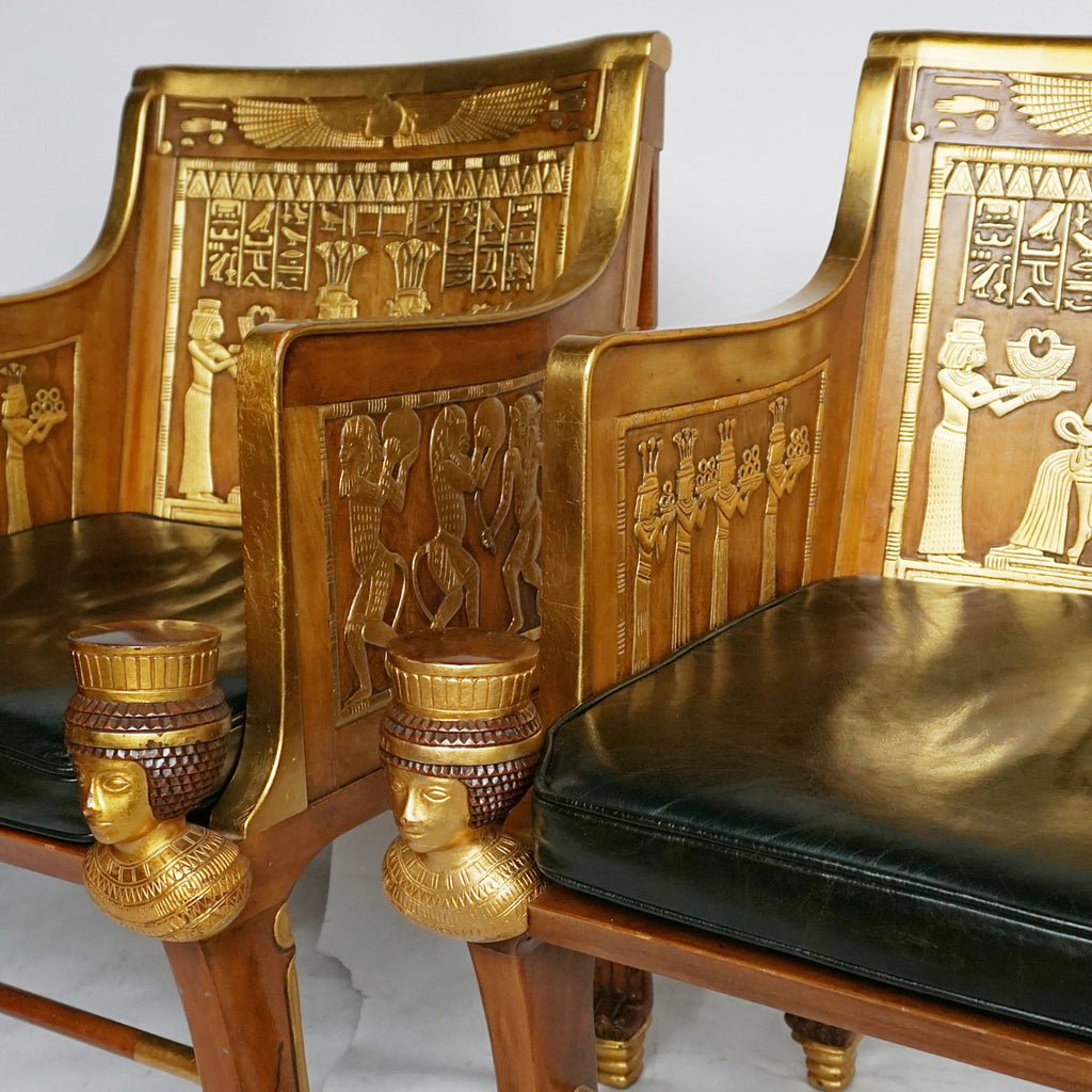 Mid-Century Egyptian Style Chairs Based on 18th Dynasty Throne - Jeroen Markies Art Deco