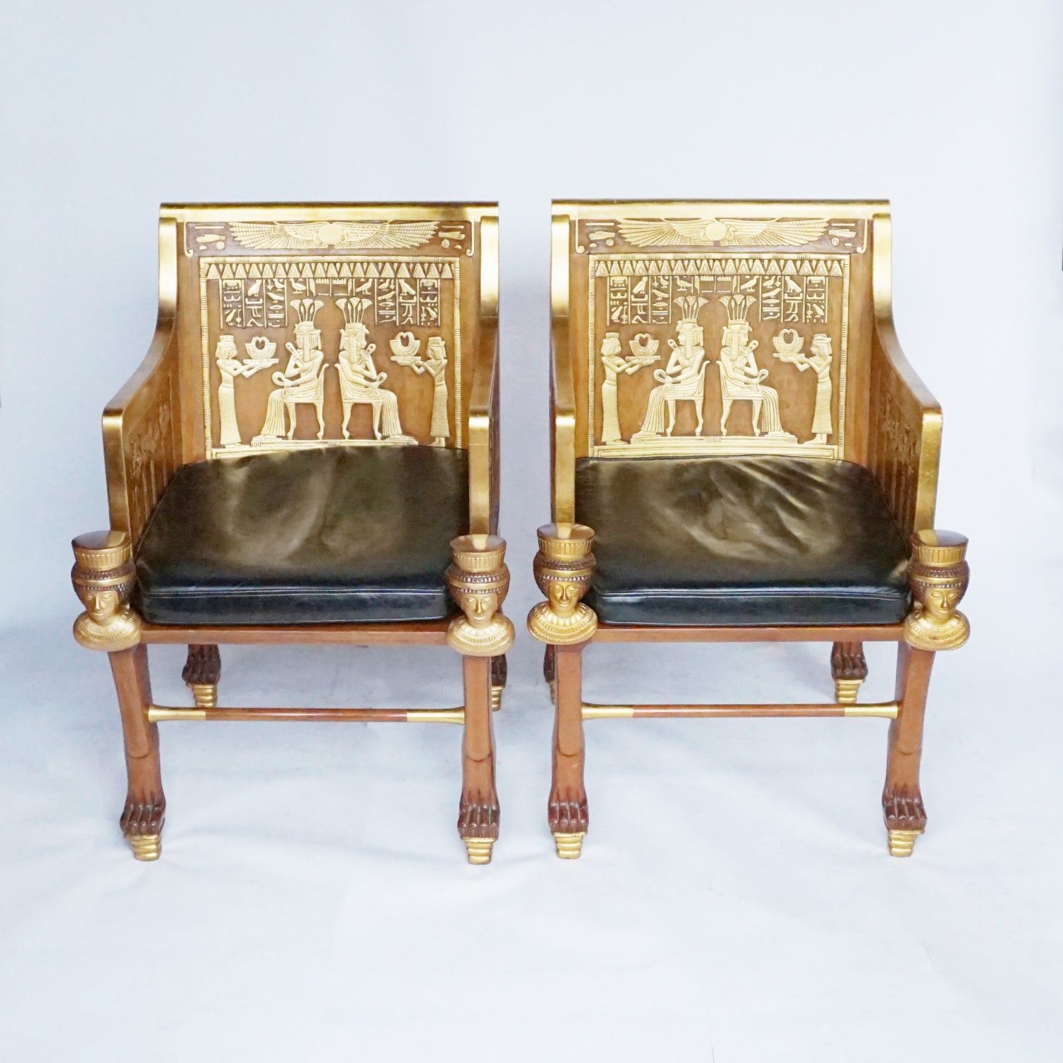 Mid-Century Egyptian Style Chairs Based on 18th Dynasty Throne - Jeroen Markies Art Deco