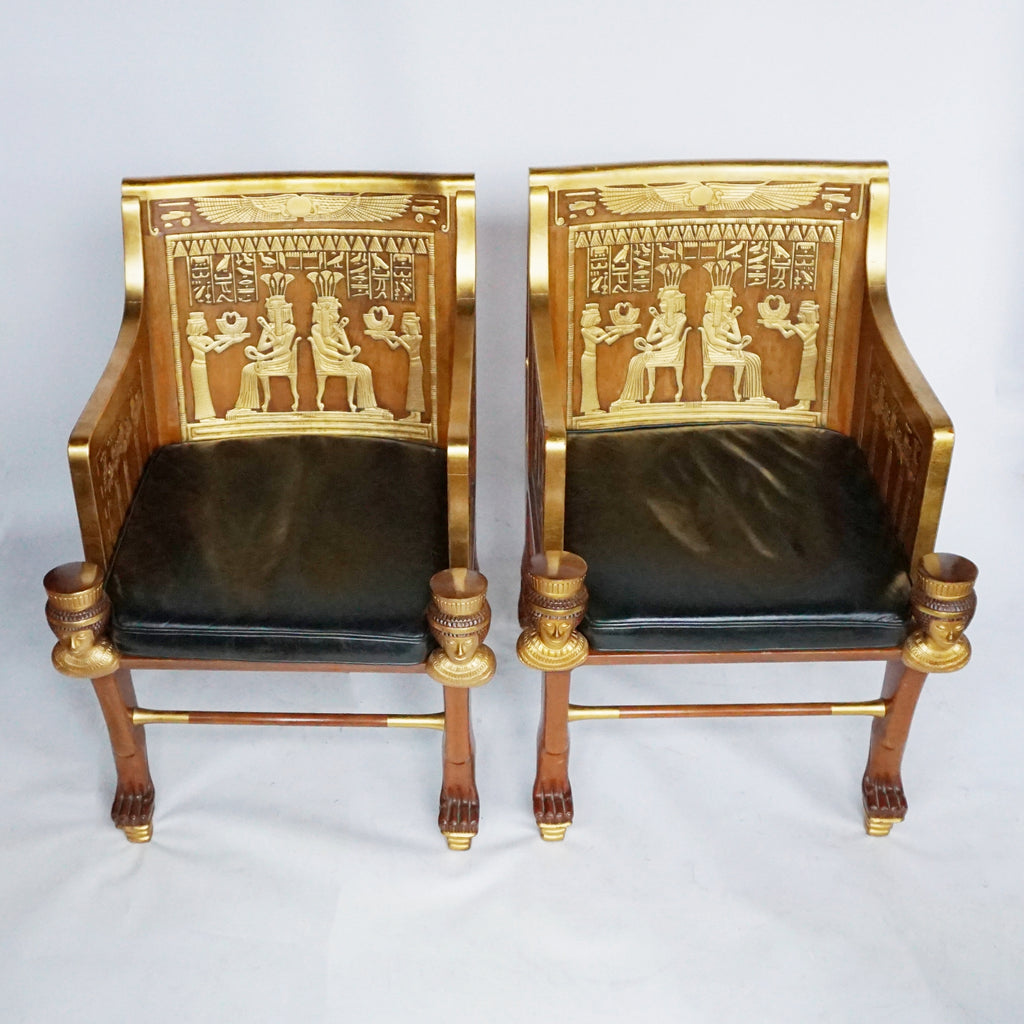 Mid-Century Egyptian Style Chairs Based on 18th Dynasty Throne - Jeroen Markies Art Deco