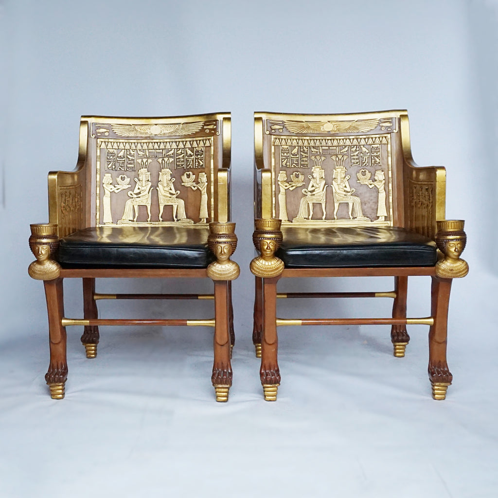 Mid-Century Egyptian Style Chairs Based on 18th Dynasty Throne - Jeroen Markies Art Deco