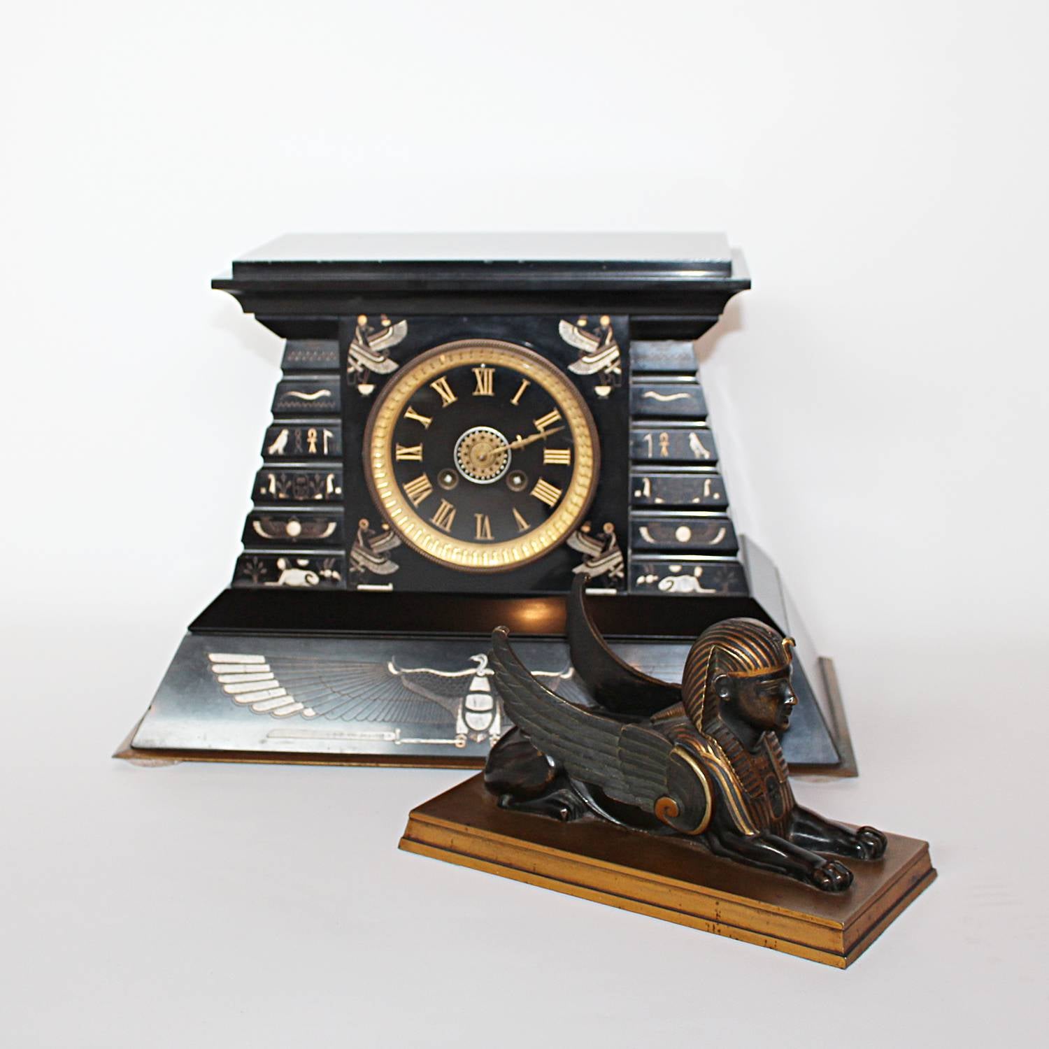 Egyptian Revival Clock with Sphynx