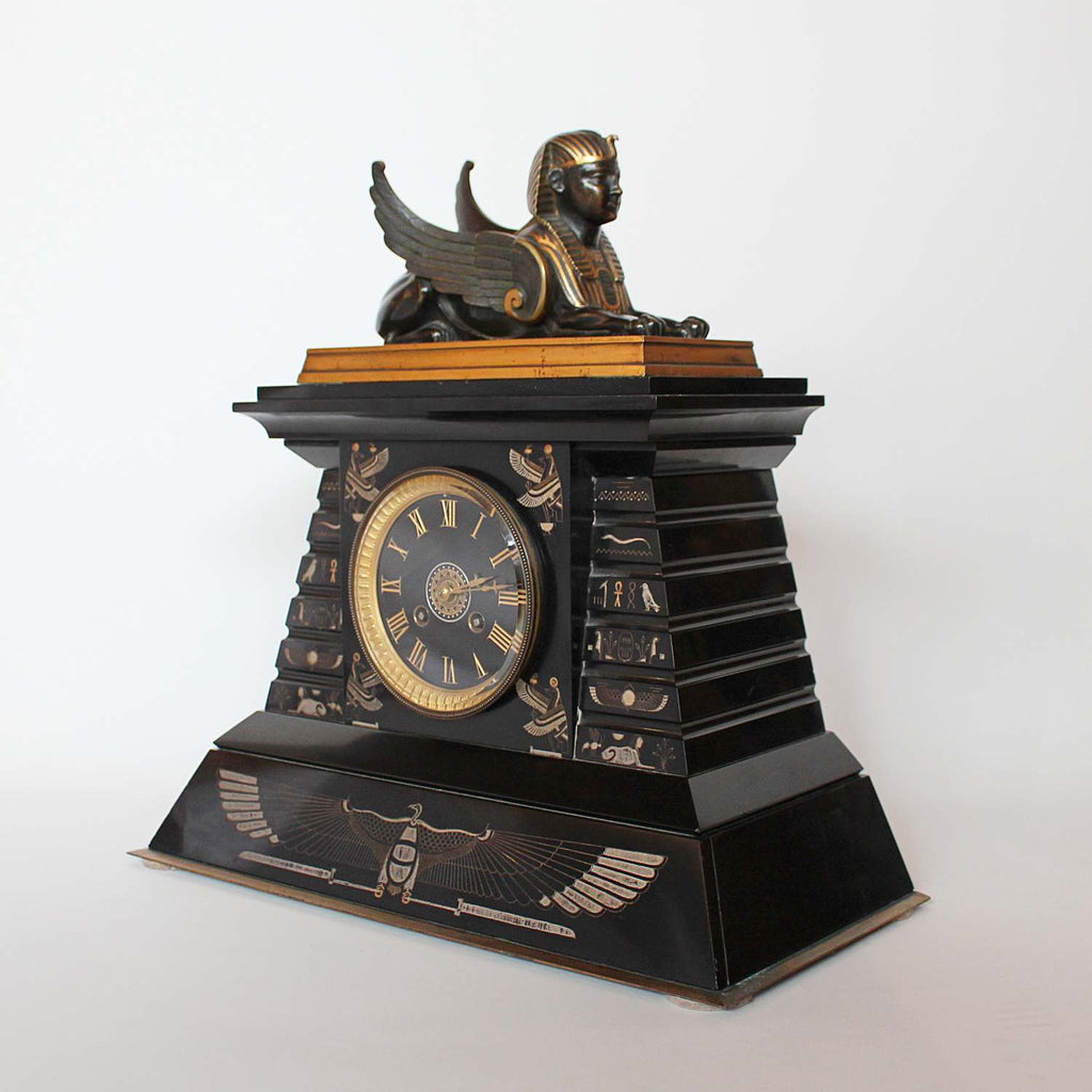 Egyptian Revival Clock with Sphynx