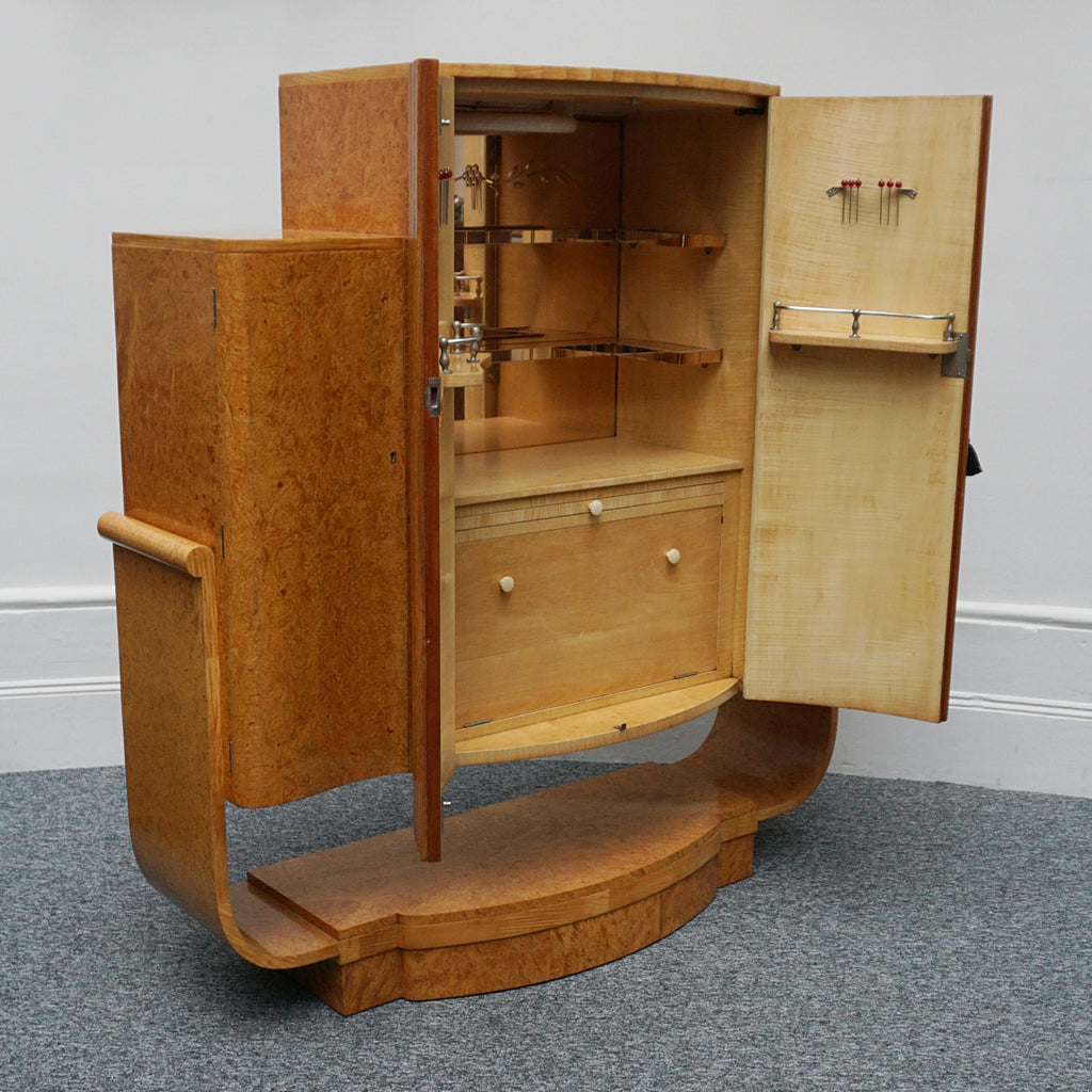 Vintage Art Deco Walnut Cocktail Bar Cabinet Drinks - Jeroen Markies Art Deco