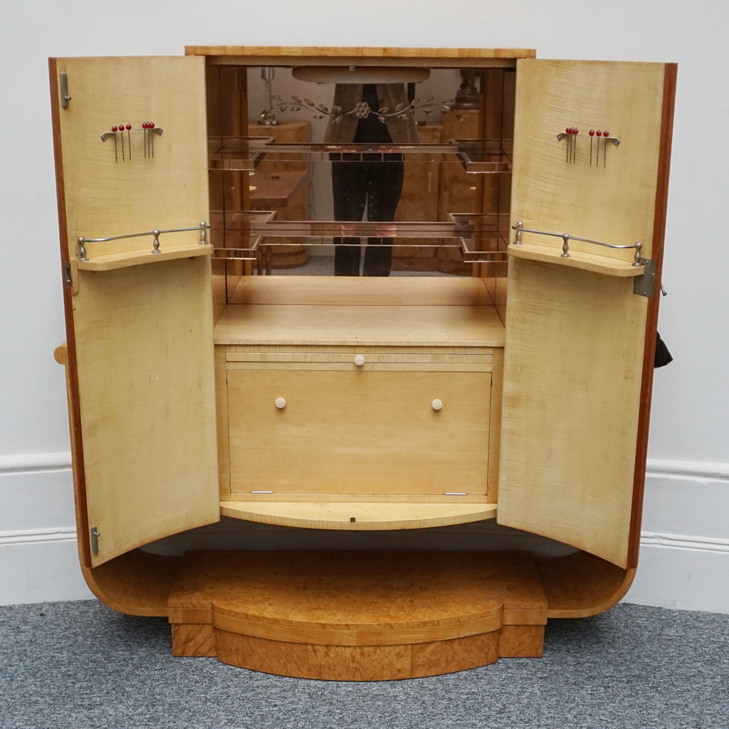 Vintage Art Deco Walnut Cocktail Bar Cabinet Drinks - Jeroen Markies Art Deco