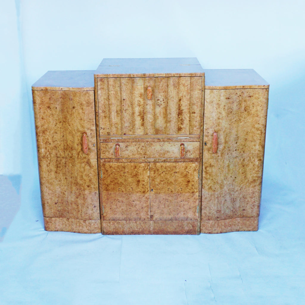 Art Deco Cocktail Sideboard by Harry & Lou Epstein, Burr Walnut Veneered throughout. Jeroen Markies Art Deco