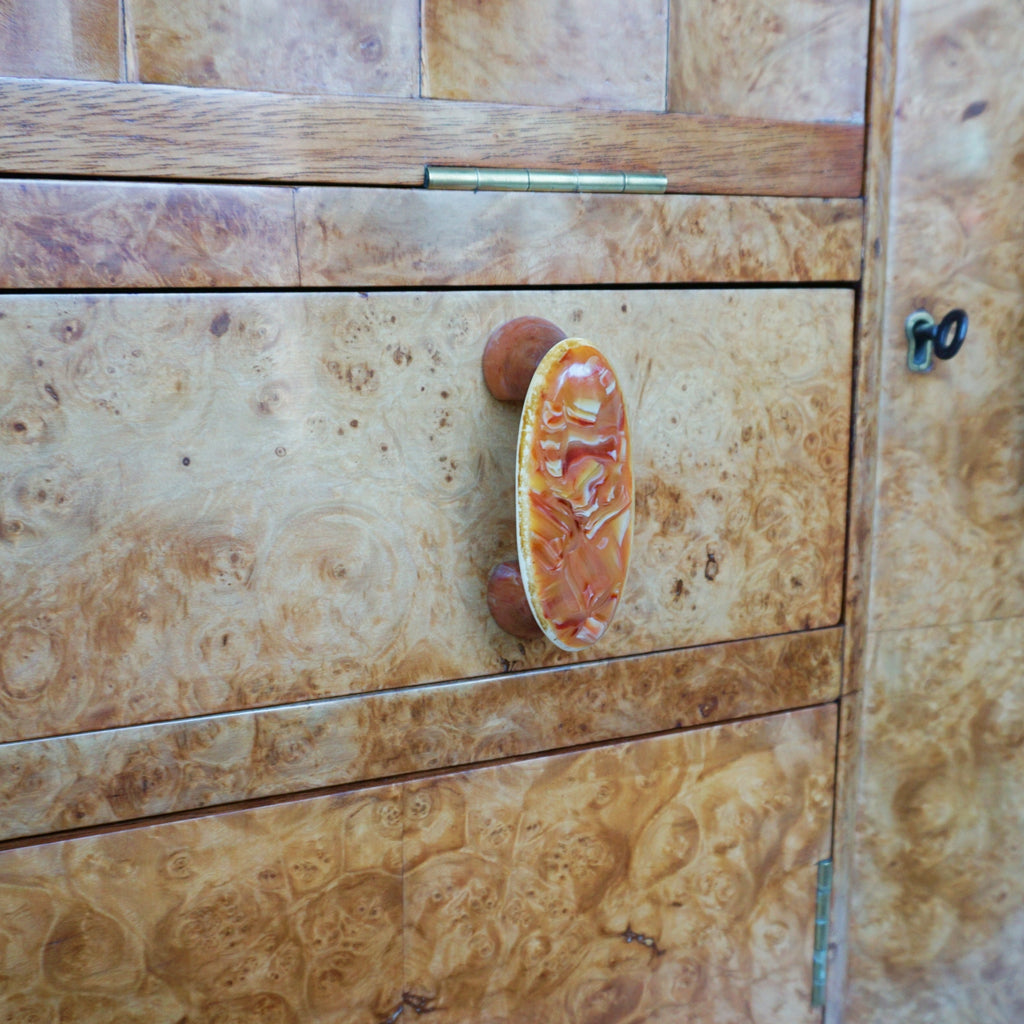 Art Deco Cocktail Sideboard by Harry & Lou Epstein, Burr Walnut Veneered throughout. Jeroen Markies Art Deco