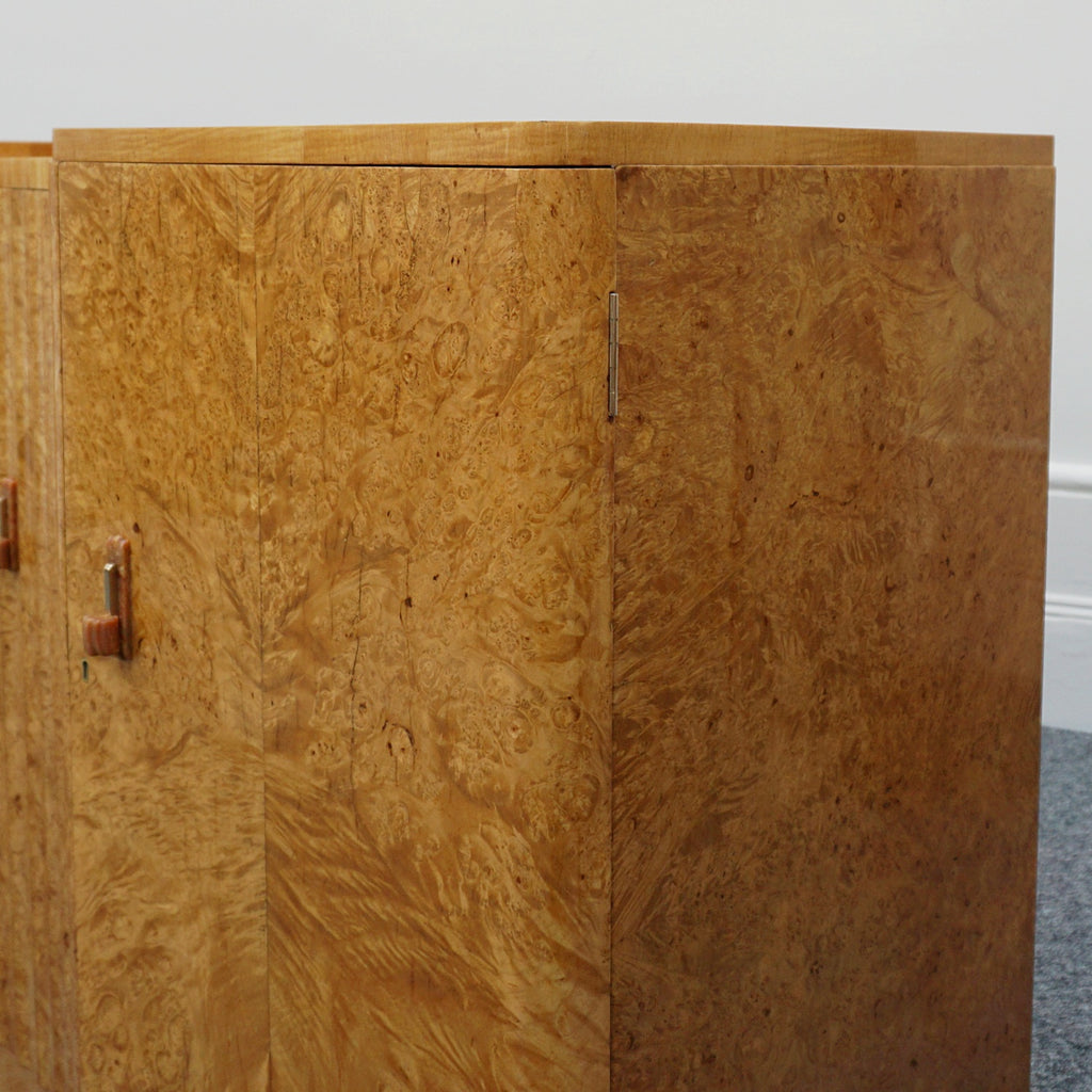 Art Deco Sideboard by Harry & Lou Epstein English Circa 1930 veneered in burr walnut with original bakelite handles. Vintage Art Deco - Jeroen Markies Art Deco