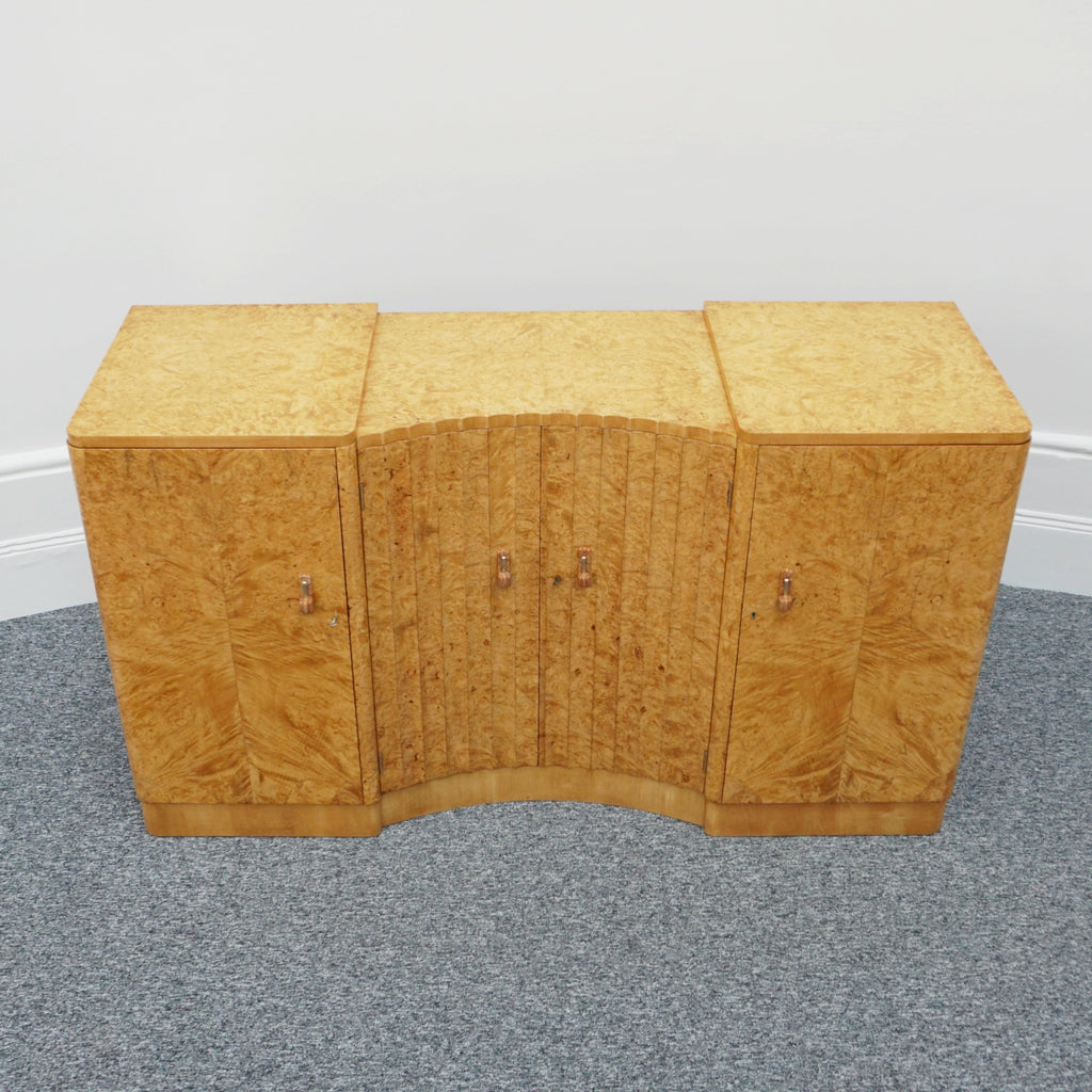 Art Deco Sideboard by Harry & Lou Epstein English Circa 1930 veneered in burr walnut with original bakelite handles. Vintage Art Deco - Jeroen Markies Art Deco