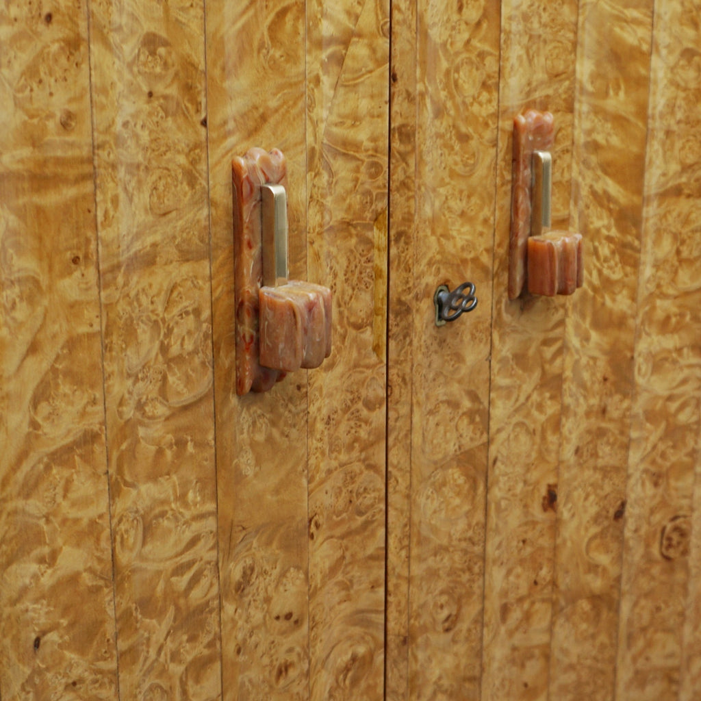 Art Deco Sideboard by Harry & Lou Epstein English Circa 1930 veneered in burr walnut with original bakelite handles. Vintage Art Deco - Jeroen Markies Art Deco
