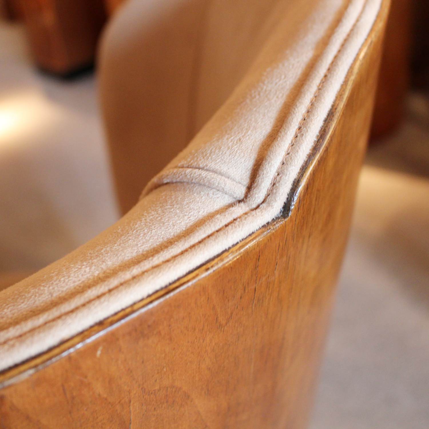 Art Deco 6 seat dining suite by Harry & Lou Epstein in figured walnut at Jeroen Markies