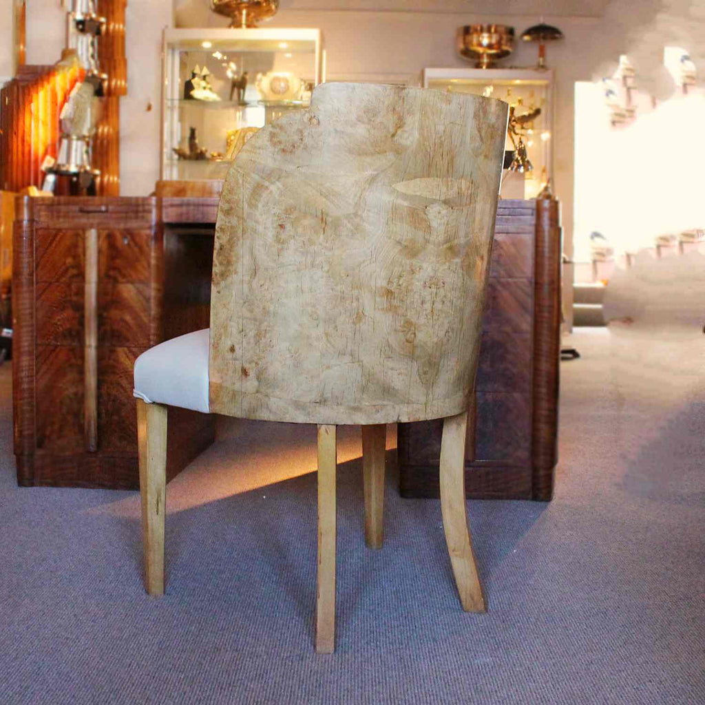 Epstein Art Deco six seat dining suite in walnut and cream leather at Jeroen Markies