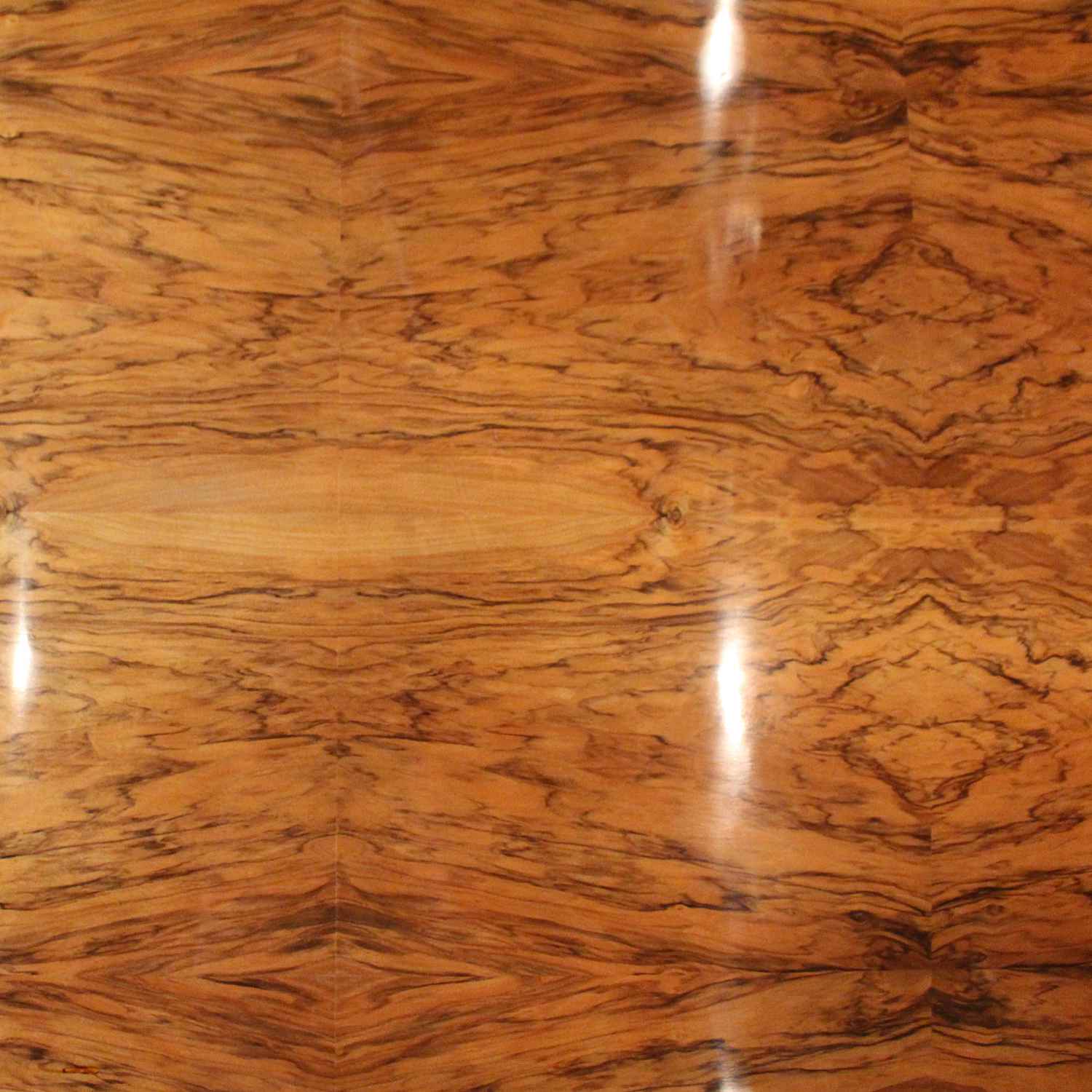 Art Deco 6 seat dining suite by Harry & Lou Epstein in figured walnut at Jeroen Markies