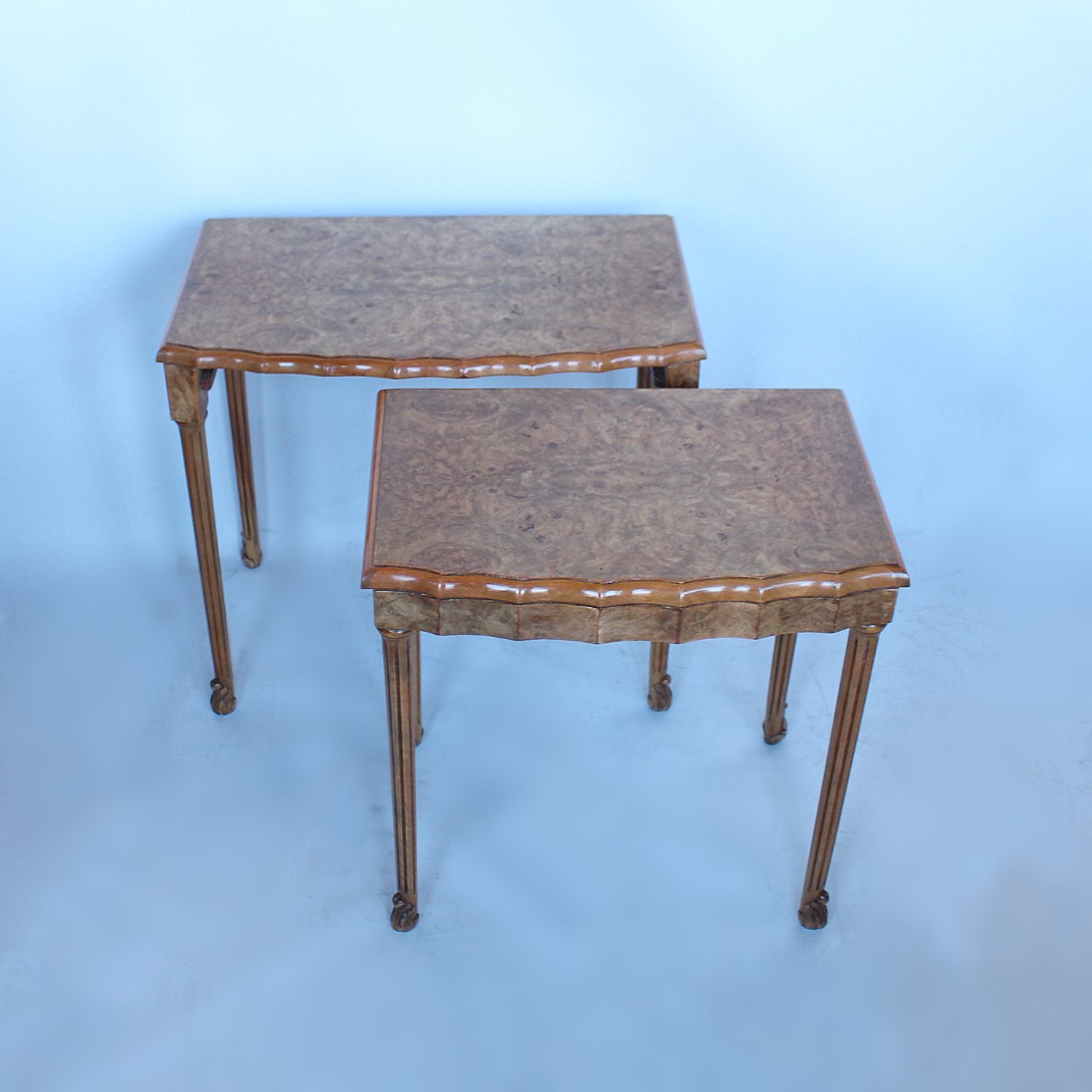 Epstein Art Deco nest of tables in burr walnut circa 1930 at Jeroen Markies