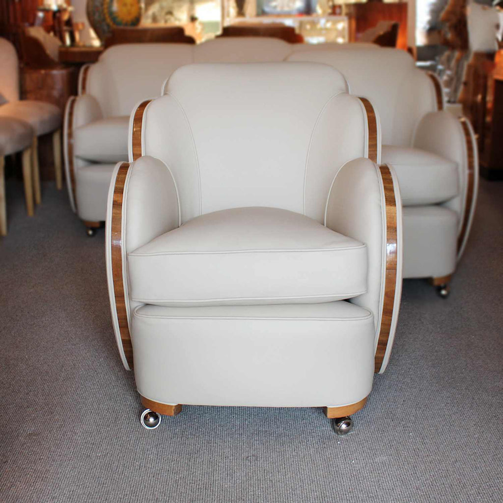 Epstein Art Deco three piece cloud suite sofa and two armchairs circa 1930 at Jeroen Markies