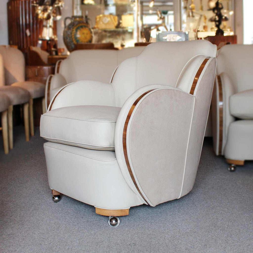 Epstein Art Deco three piece cloud suite sofa and two armchairs circa 1930 at Jeroen Markies