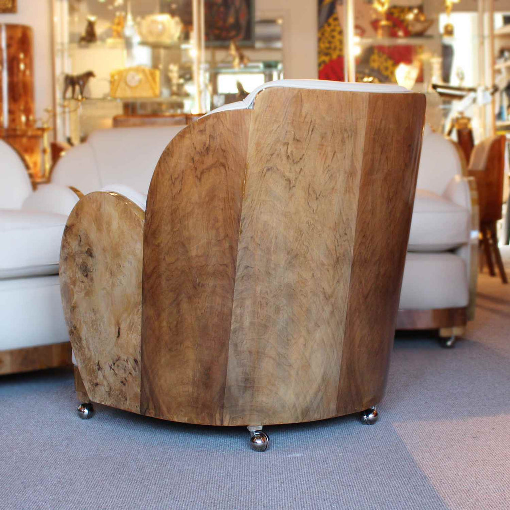 Epstein Art Deco three piece cloud suite with walnut wraps at Jeroen Markies