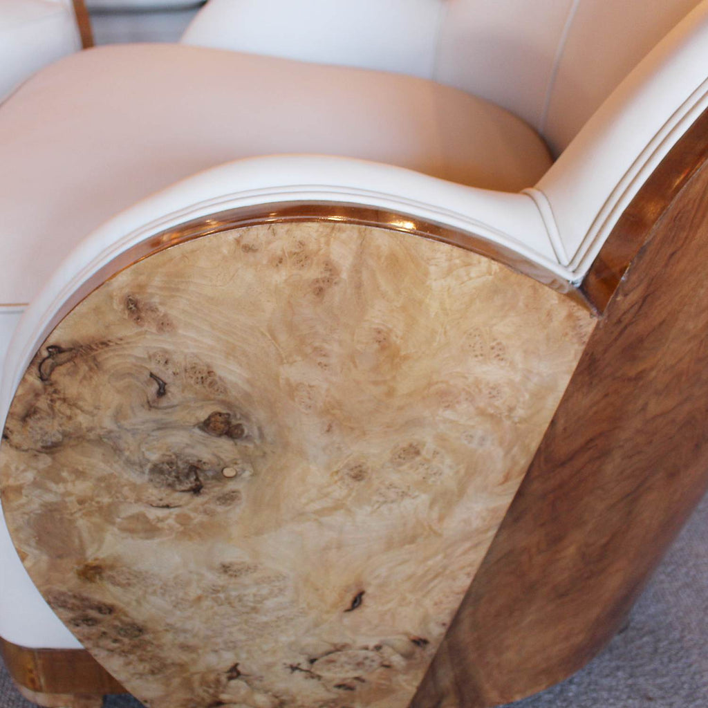 Epstein Art Deco three piece cloud suite with walnut wraps at Jeroen Markies