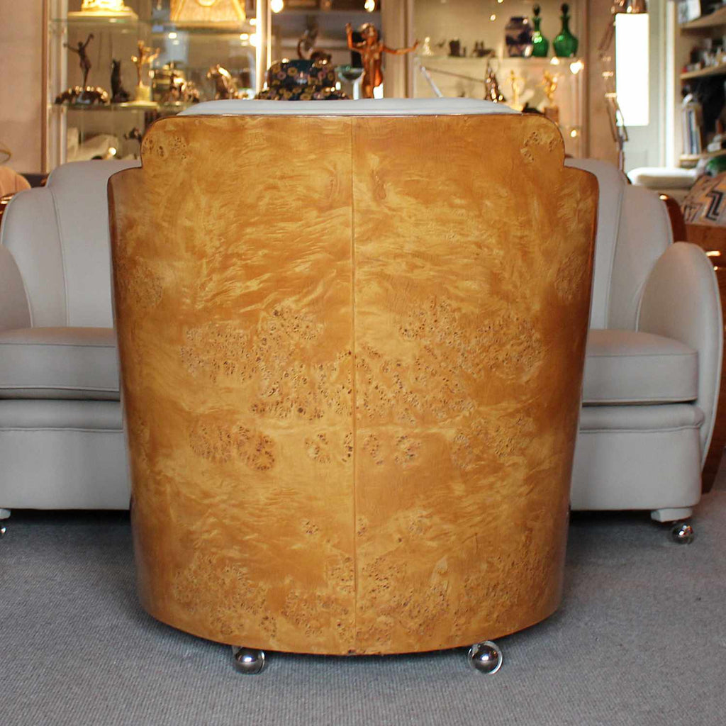 Epstein Art Deco three piece cloud suite in burr walnut at Jeroen Markies Art Deco