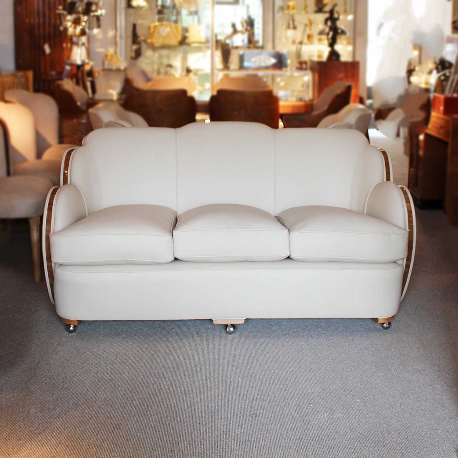 Epstein Art Deco three piece cloud suite sofa and two armchairs circa 1930 at Jeroen Markies