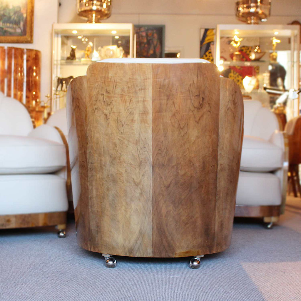 Epstein Art Deco three piece cloud suite with walnut wraps at Jeroen Markies