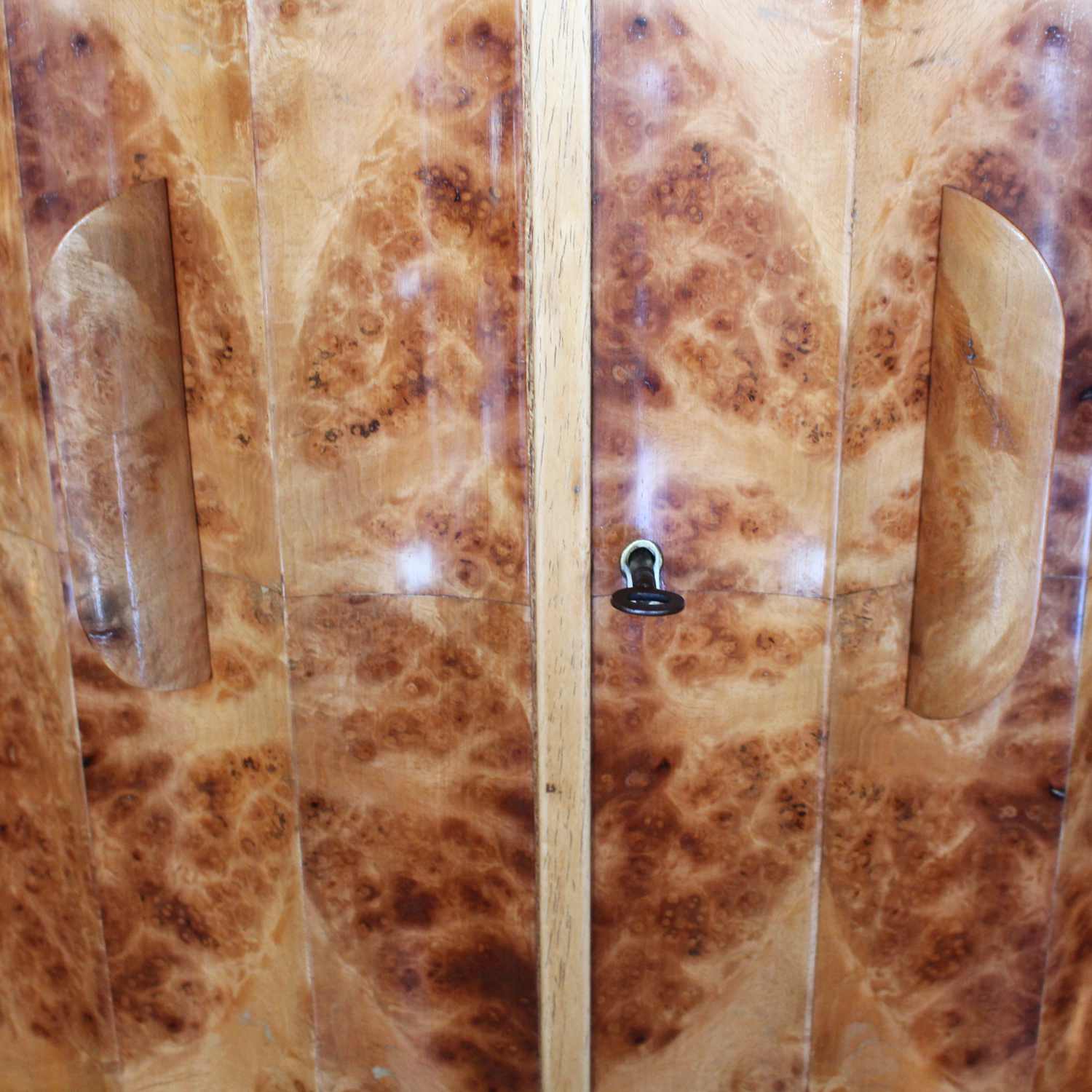 Epstein Art Deco demi lune walnut cocktail cabinet circa 1930