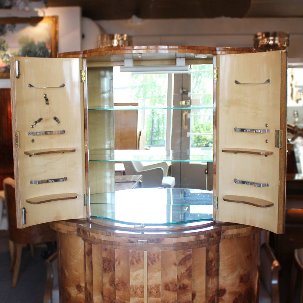 Epstein Art Deco demi lune walnut cocktail cabinet circa 1930