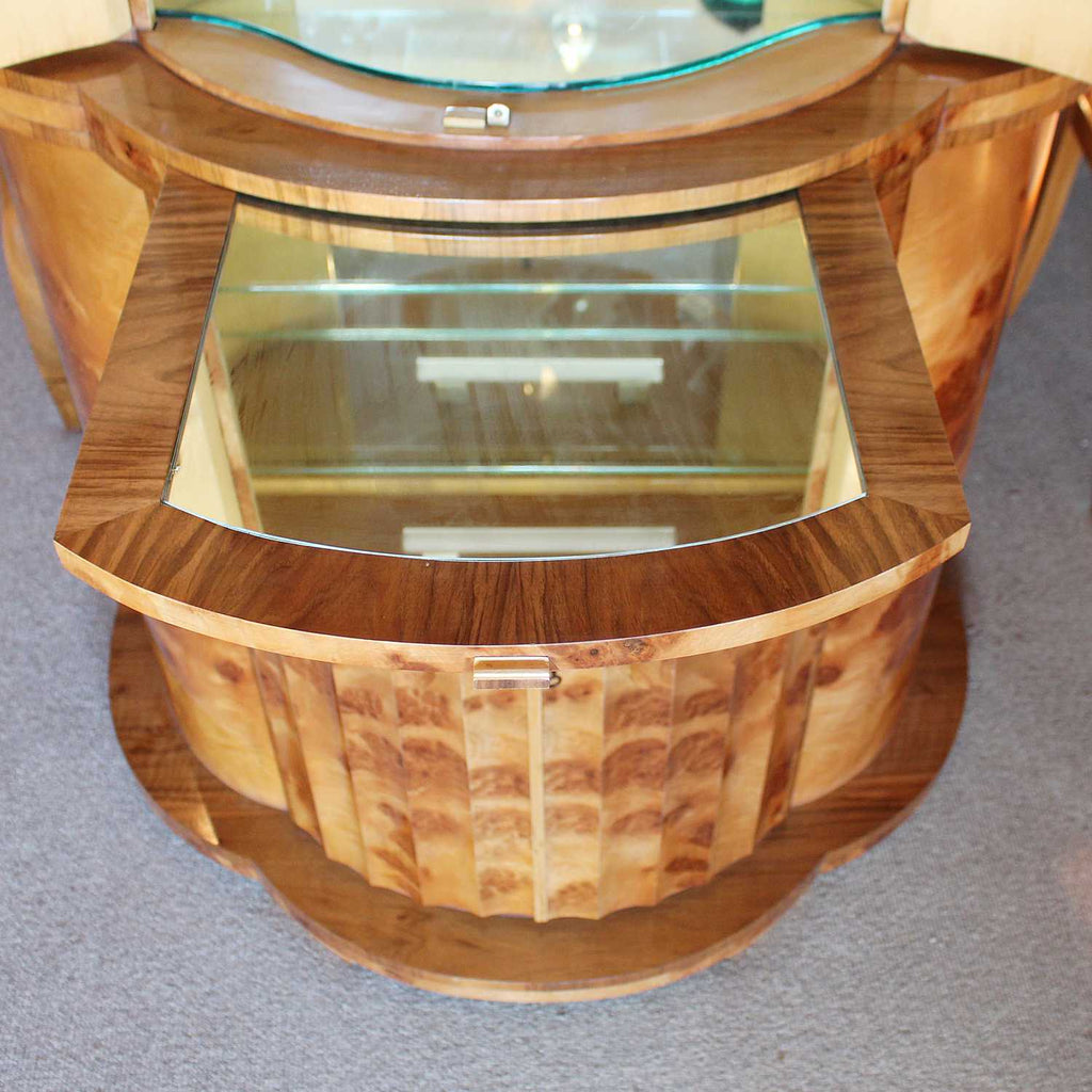 Epstein Art Deco demi lune walnut cocktail cabinet circa 1930
