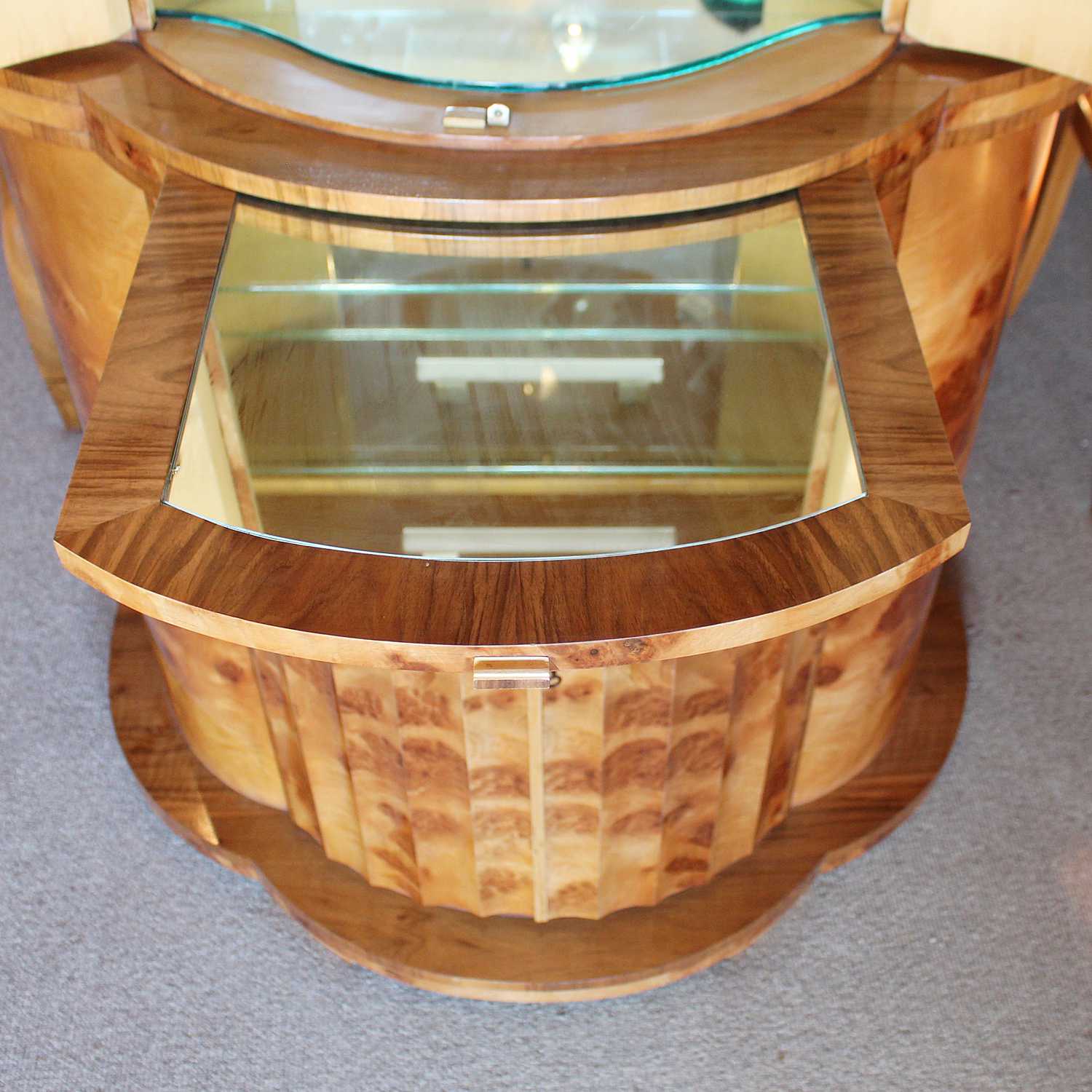 Epstein Art Deco demi lune walnut cocktail cabinet circa 1930