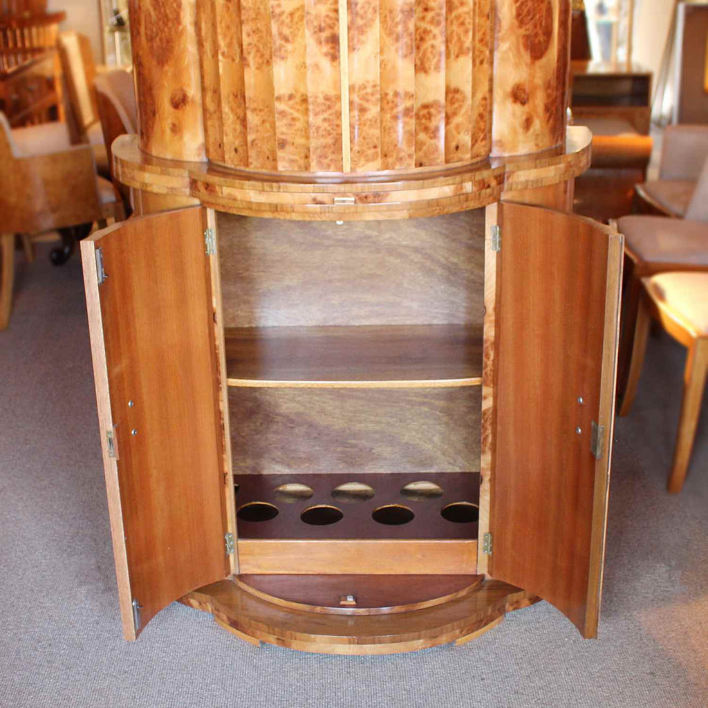 Epstein Art Deco demi lune walnut cocktail cabinet circa 1930