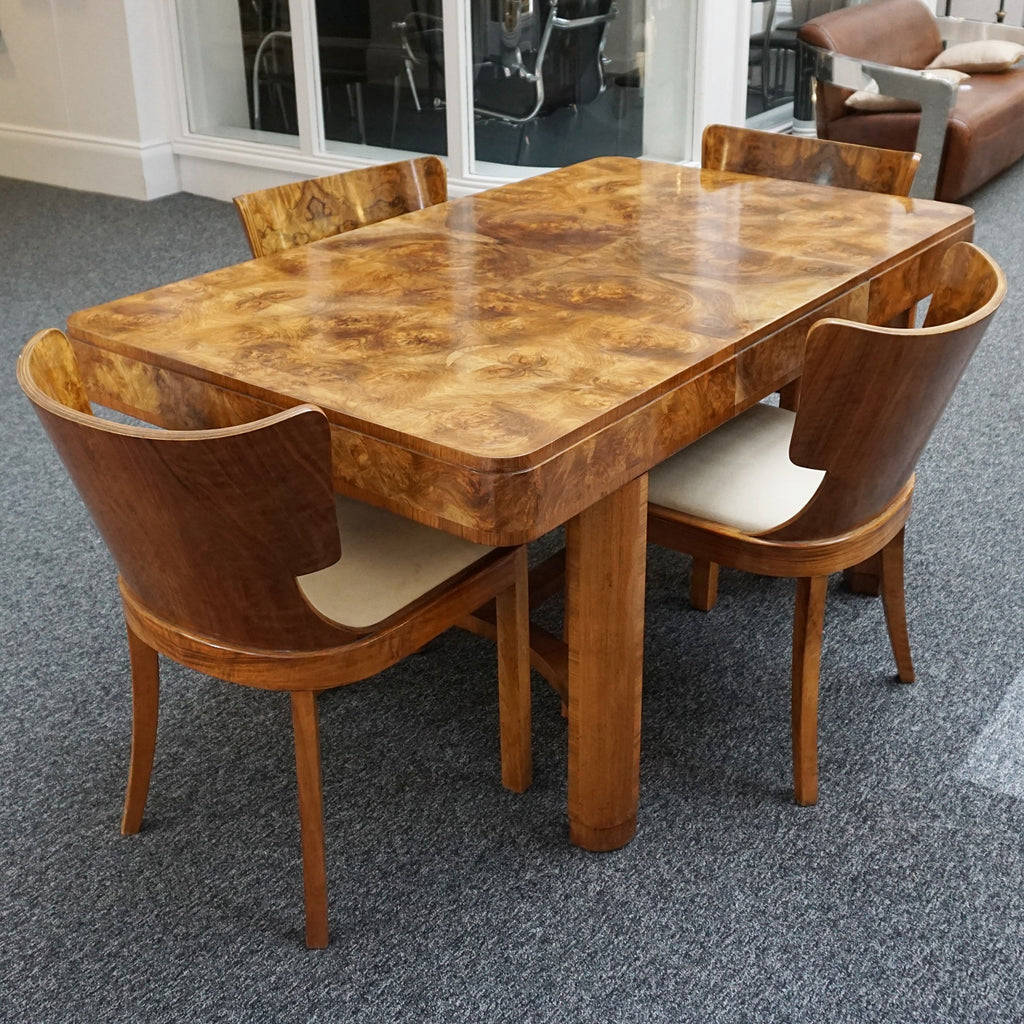 Vintage Art Deco Burr Walnut Dining Suite - Jeroen Markies Art Deco