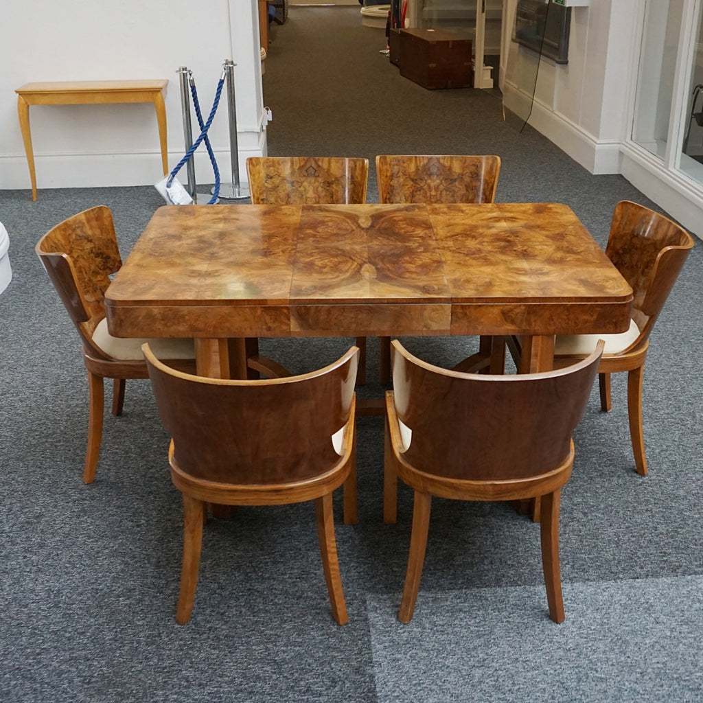 Vintage Art Deco Burr Walnut Dining Suite - Jeroen Markies Art Deco