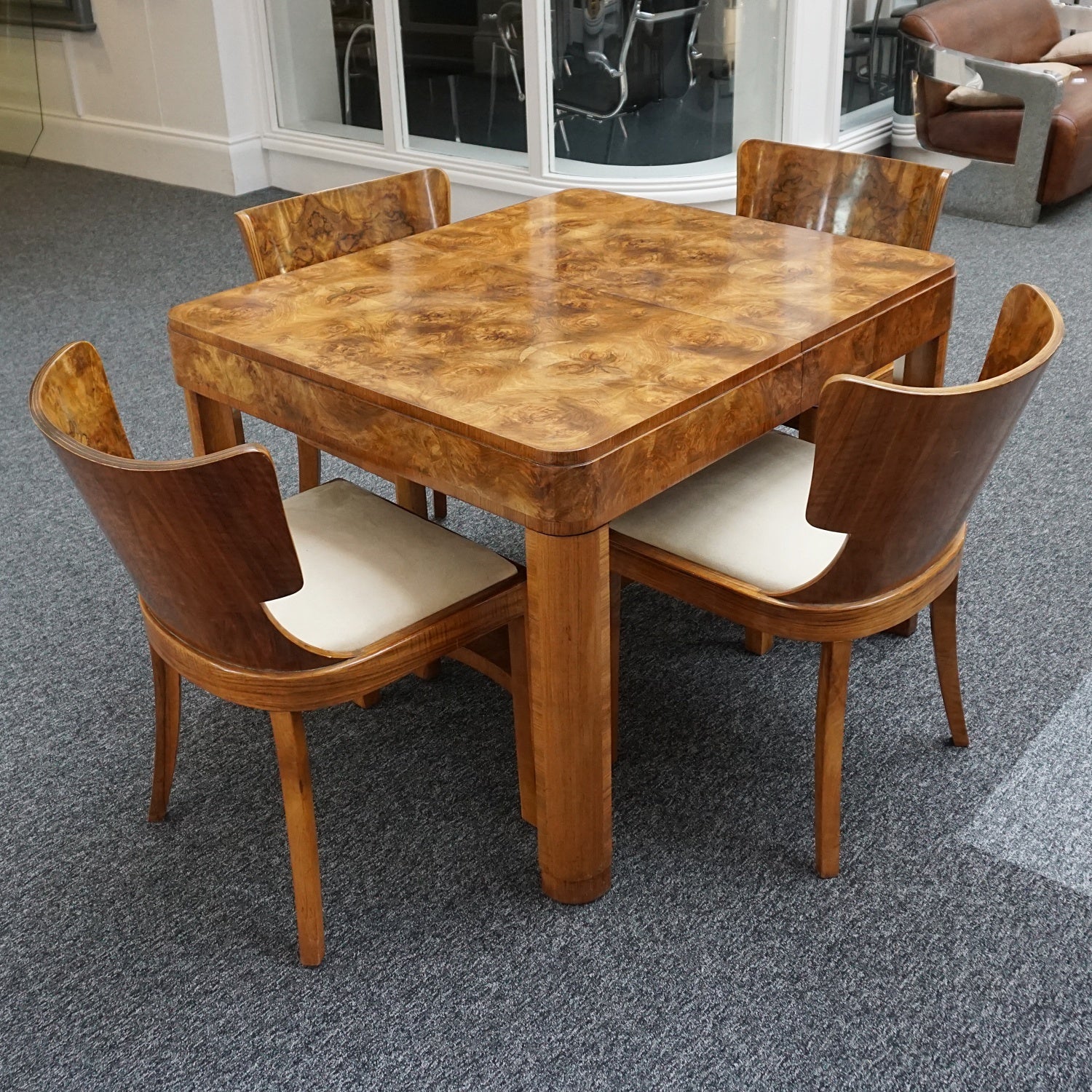 Vintage Art Deco Burr Walnut Dining Suite - Jeroen Markies Art Deco