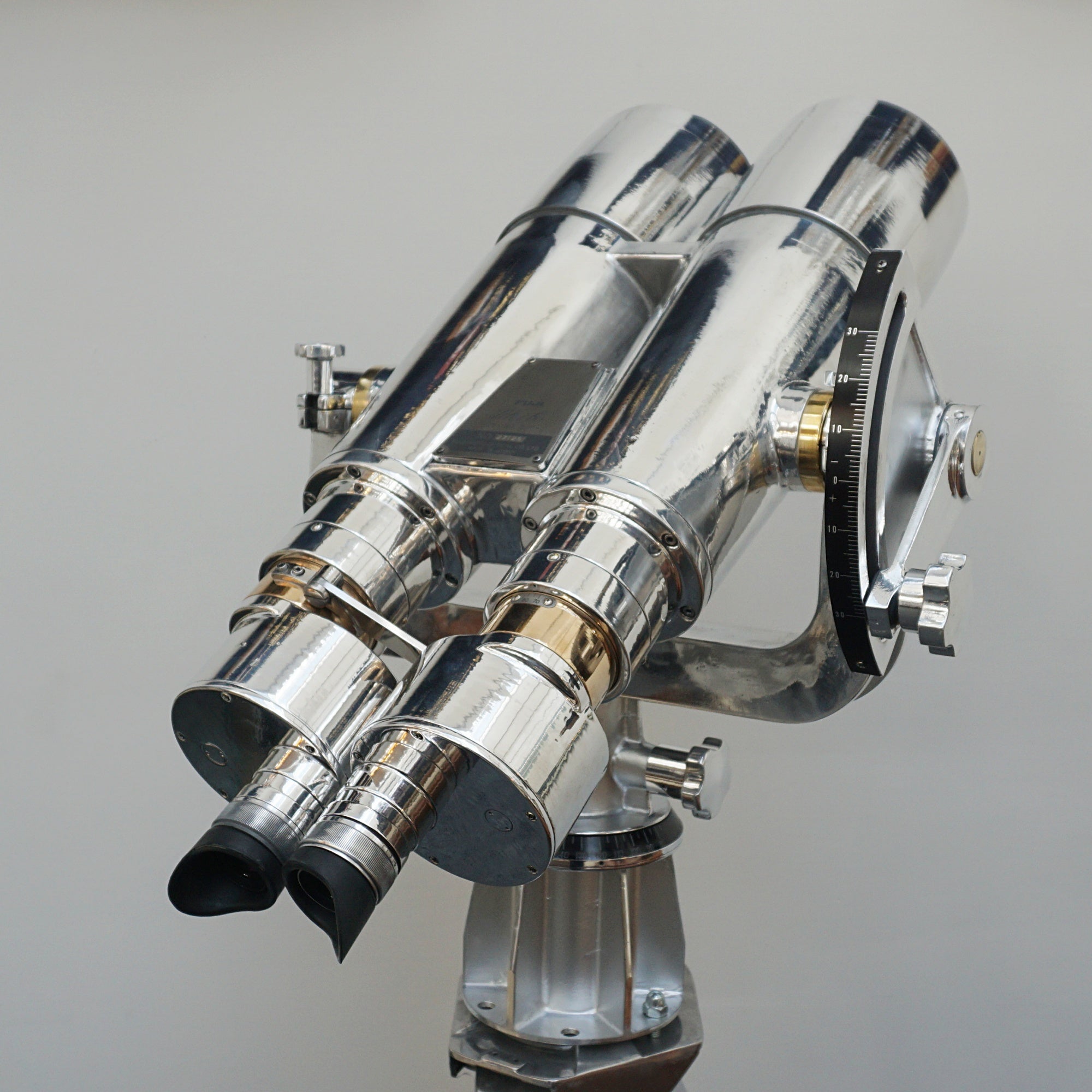 25x150 Fuji Meibo Naval/Marine Binoculars on Tripod Chromed Metal and Brass Full Working Order - Jeroen Markies Art Deco