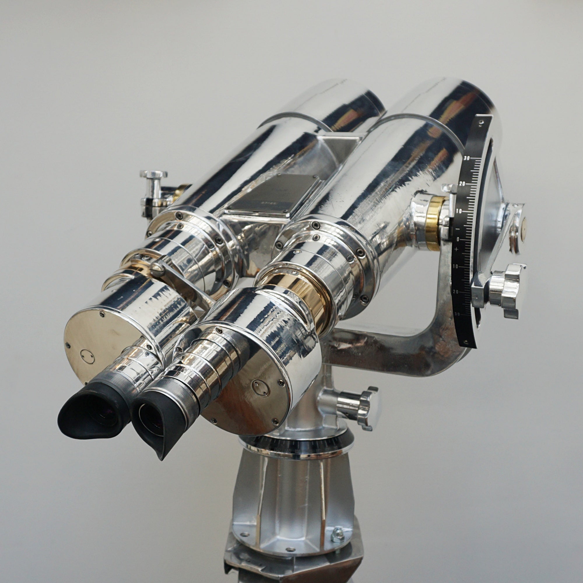 25x150 Fuji Meibo Naval/Marine Binoculars on Tripod Chromed Metal and Brass Full Working Order - Jeroen Markies Art Deco