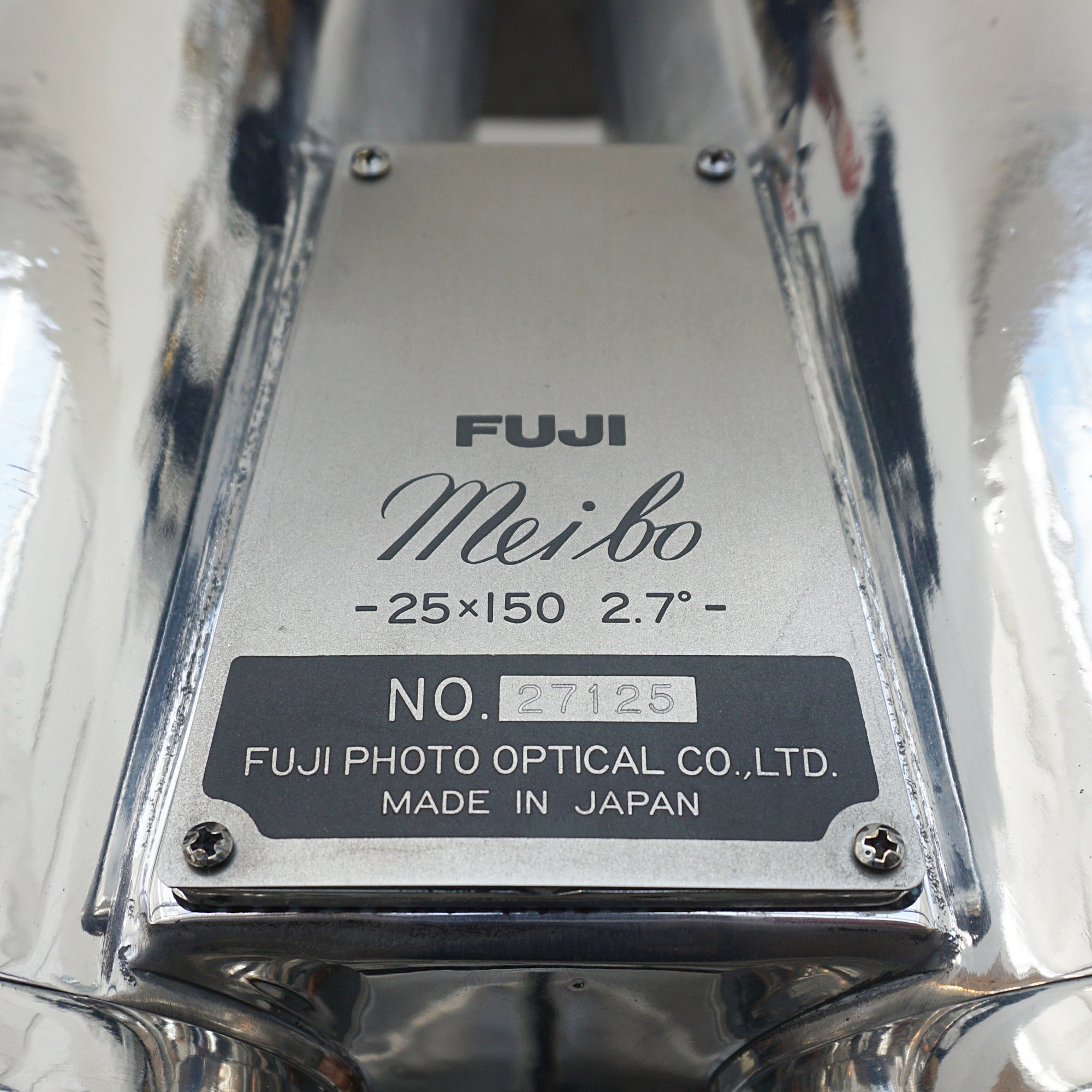 25x150 Fuji Meibo Naval/Marine Binoculars on Tripod Chromed Metal and Brass Full Working Order - Jeroen Markies Art Deco