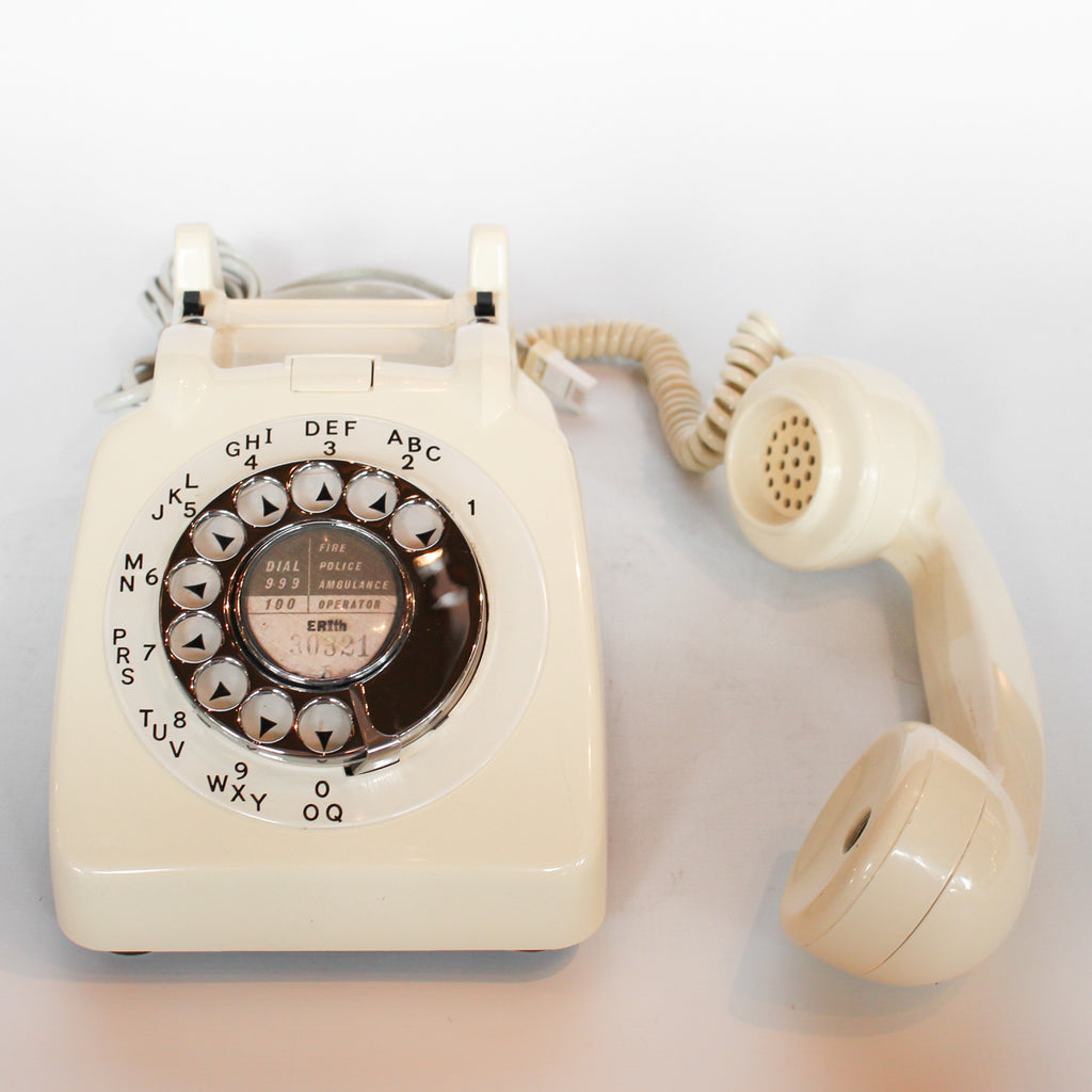 An original GPO model 706 telephone in cream at Jeroen Markies