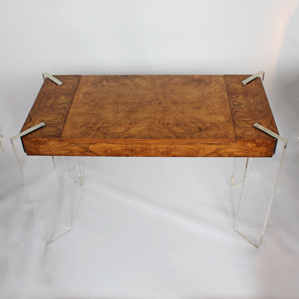 vintage wood and lucite games table