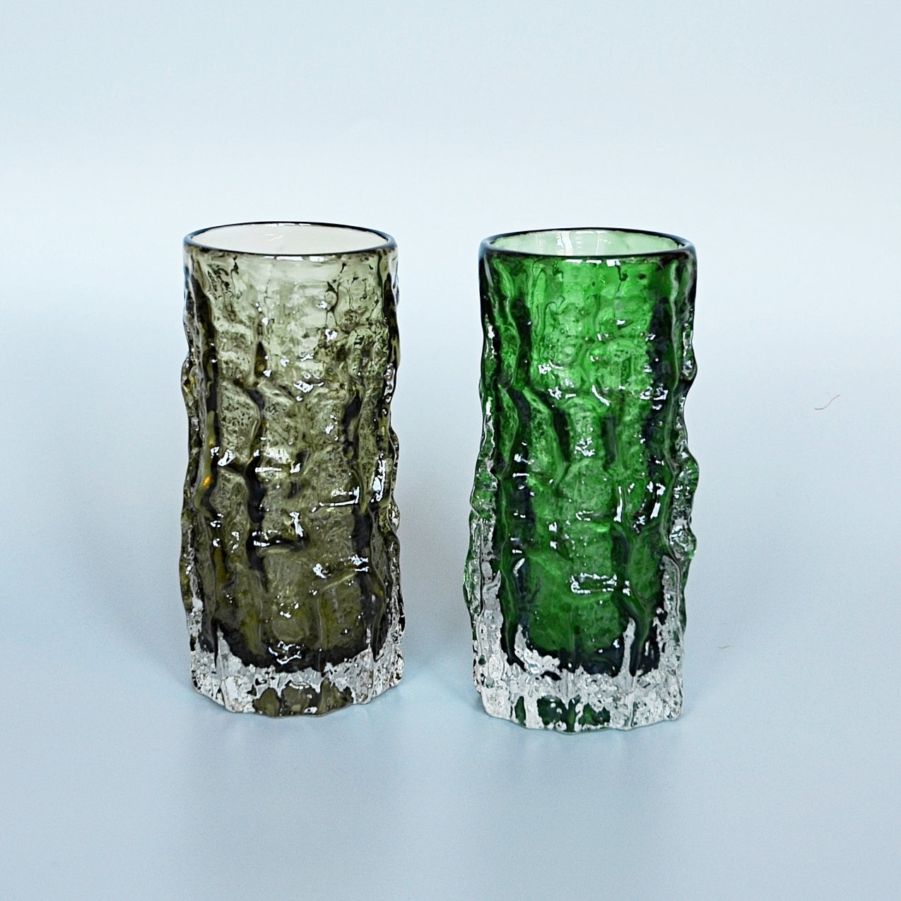 Collection of Twelve Textured 'Cylindrical Bark' Vases