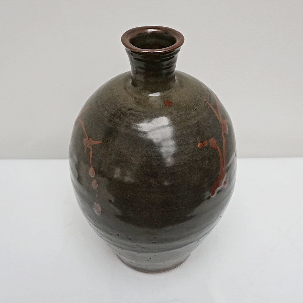 A Large Tenmoku Glazed Stoneware Vase by William Marshall - Jeroen Markies Art Deco