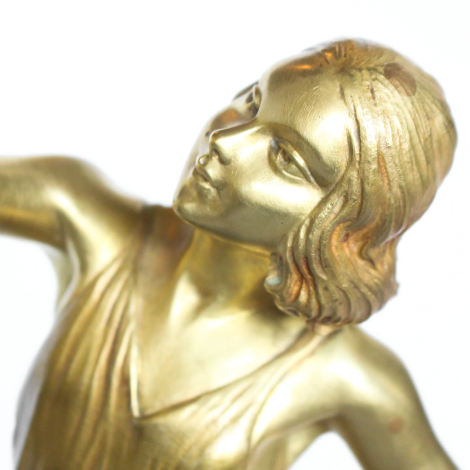 ‘Springtime’, an Art Deco gilt bronze sculpture of a pair of dancers in Grecian dress, set over a marble plinth with gilt bronze detail at Jeroen Markies