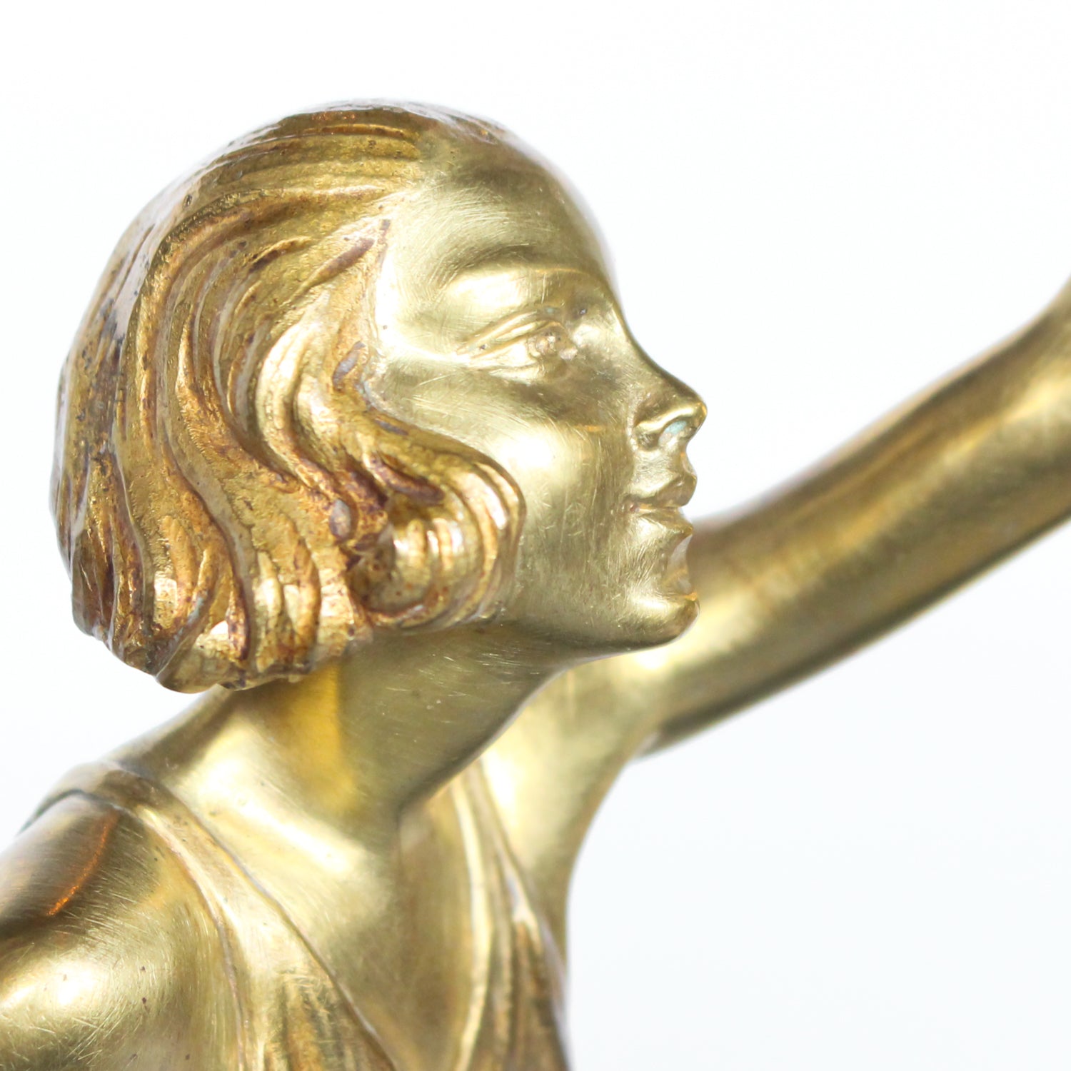 ‘Springtime’, an Art Deco gilt bronze sculpture of a pair of dancers in Grecian dress, set over a marble plinth with gilt bronze detail at Jeroen Markies