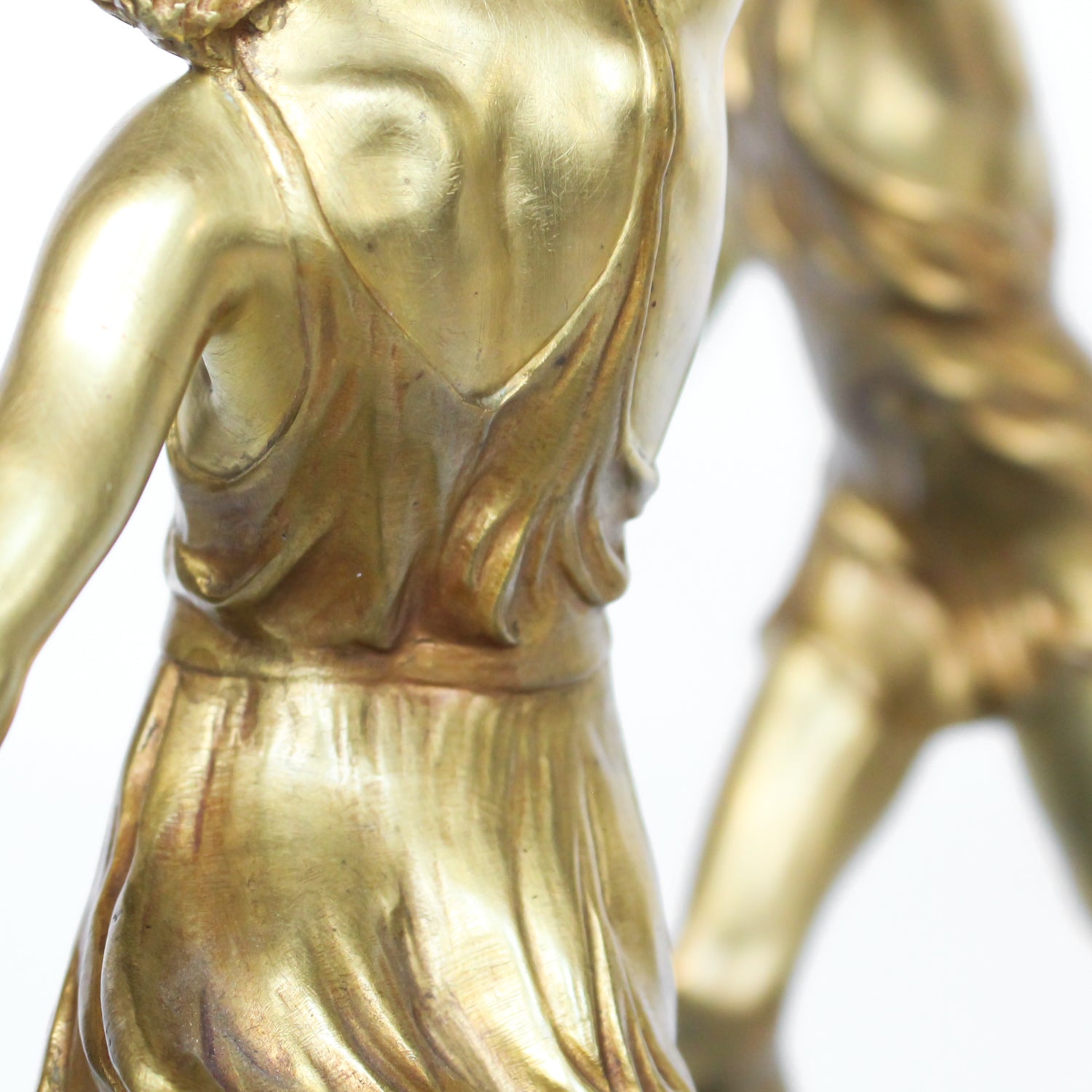 ‘Springtime’, an Art Deco gilt bronze sculpture of a pair of dancers in Grecian dress, set over a marble plinth with gilt bronze detail at Jeroen Markies
