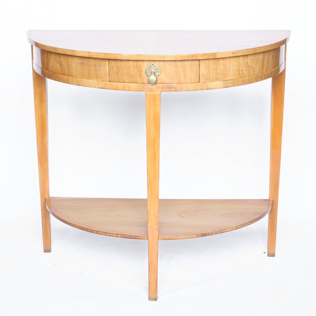 Walnut Demi-Lune Console Table