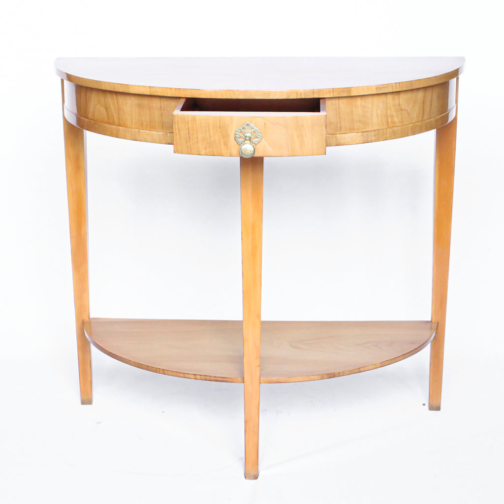 Walnut Demi-Lune Console Table