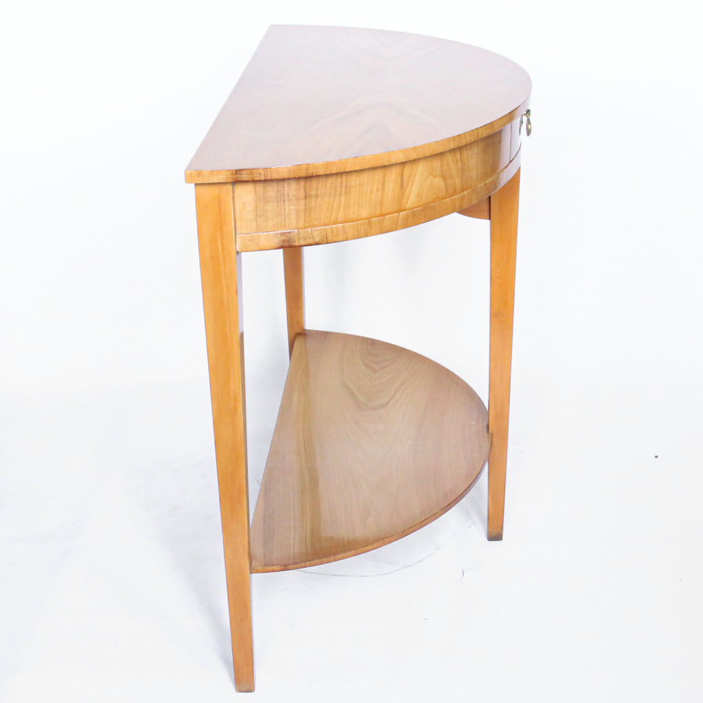 Walnut Demi-Lune Console Table
