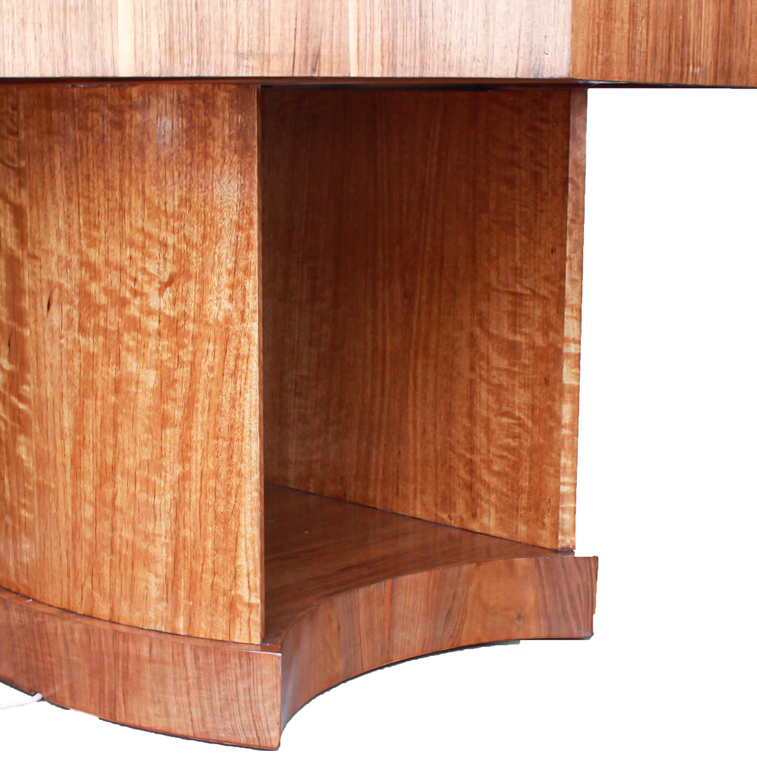 An Art Deco, octagonal dining/centre table in walnut and satin wood veneer with original light in the centre.