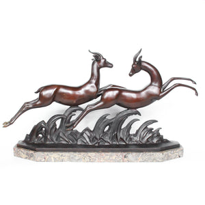 Art Deco Bronze Gazelles